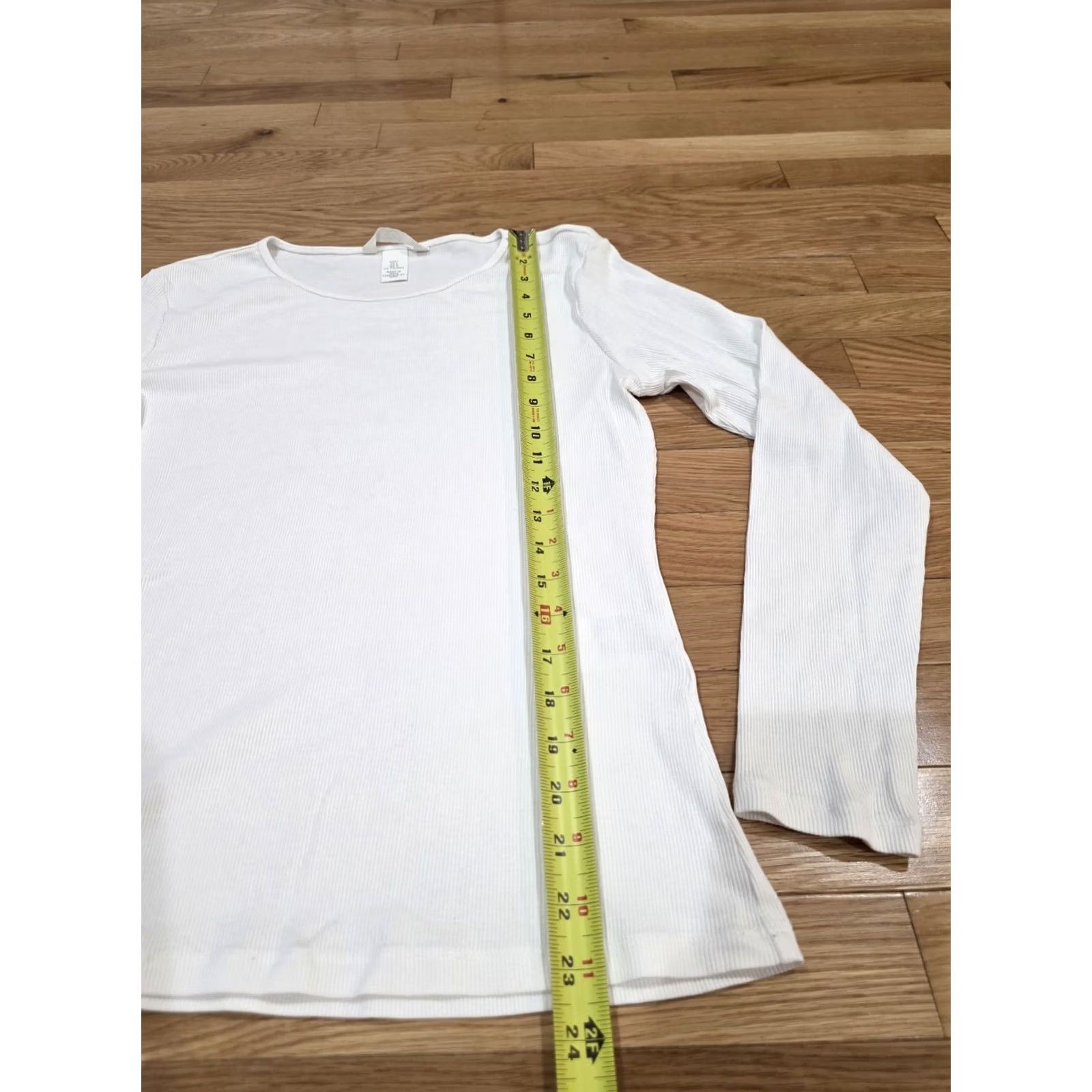 H&M H&M Ribbed Cotton Top Long Sleeve Large White Women T-Shirt L Regular Cotton Size L / US 10 / IT 46 - 5 Thumbnail