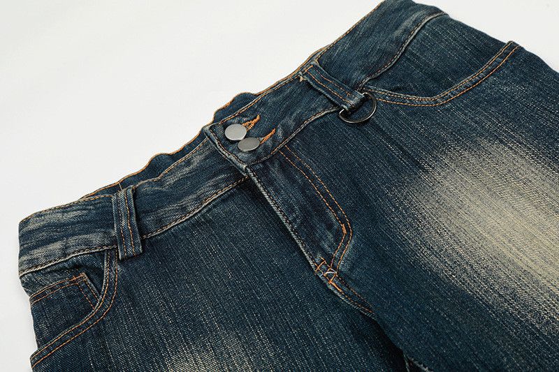 Vintage American retro distressed washed pleated flared jeans Size US 32 / EU 48 - 3 Thumbnail