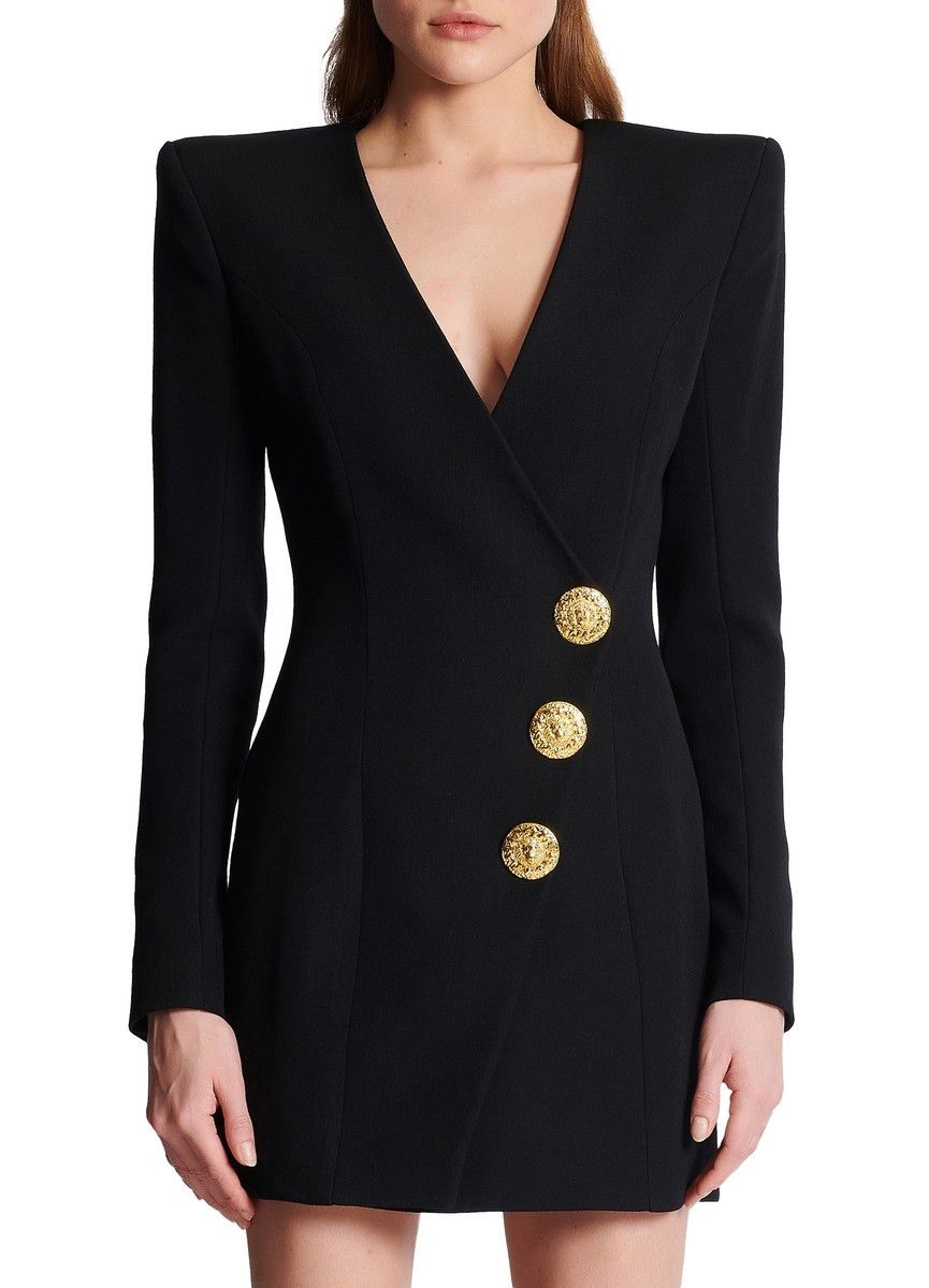 Balmain o1y0525 Elegant Mini Dress in Black Size L / US 10 / IT 46 - 2 Thumbnail
