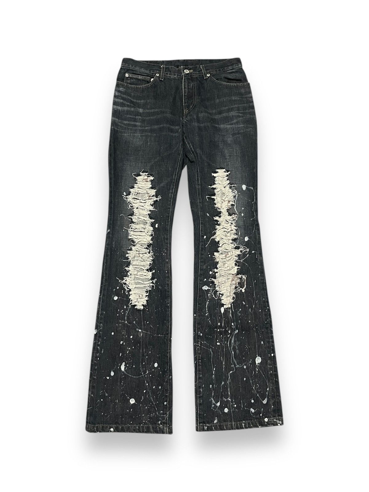 Issey Miyake Tete Homme Issey Miyake Painter Distressed Flare Jean Size US 30 / EU 46 - 2 Thumbnail
