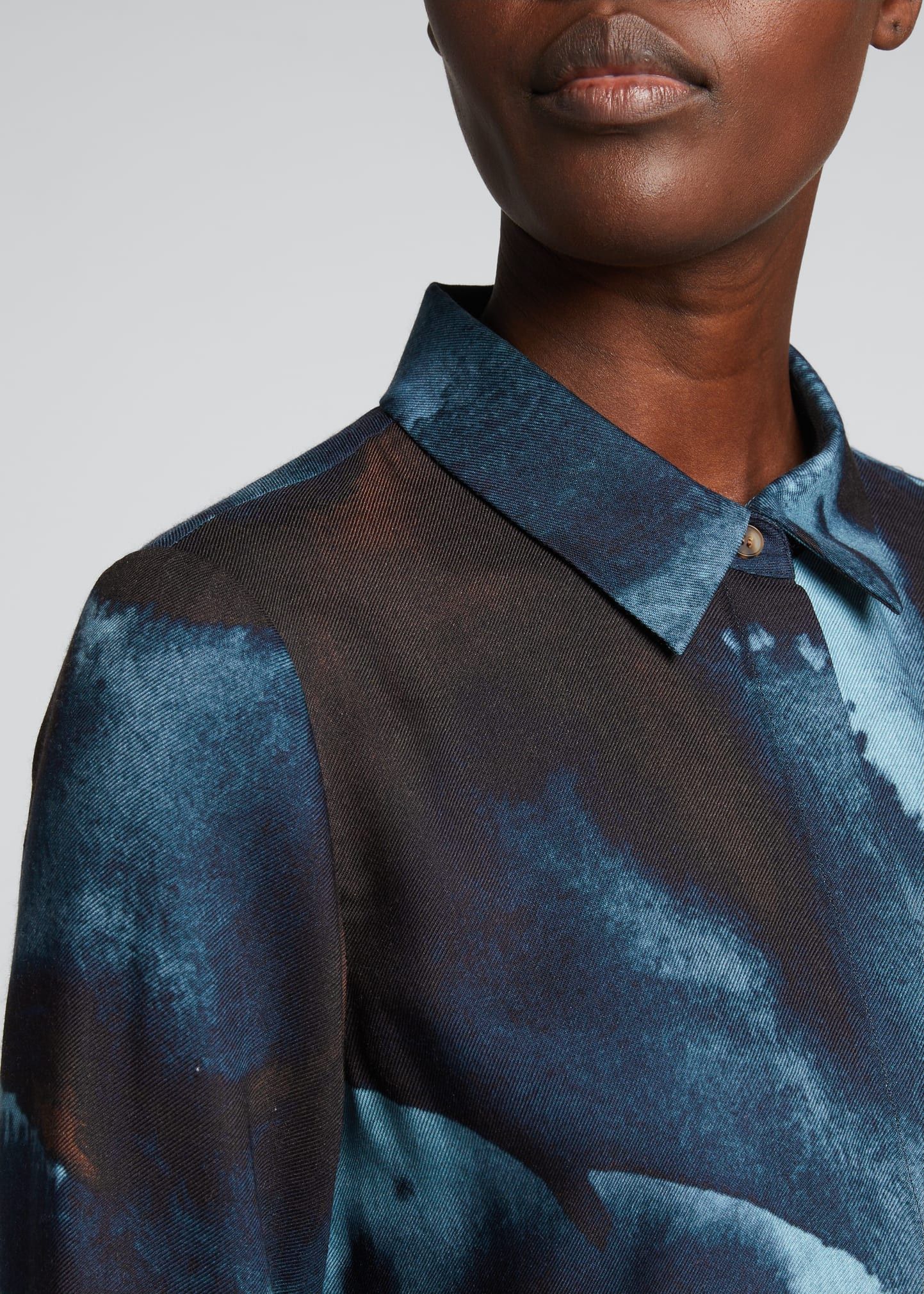 Lafayette 148 Lafayette 148 Scottie Ink Drop-Print Blouse in Blue, Size S Size S / US 4 / IT 40 - 3 Thumbnail