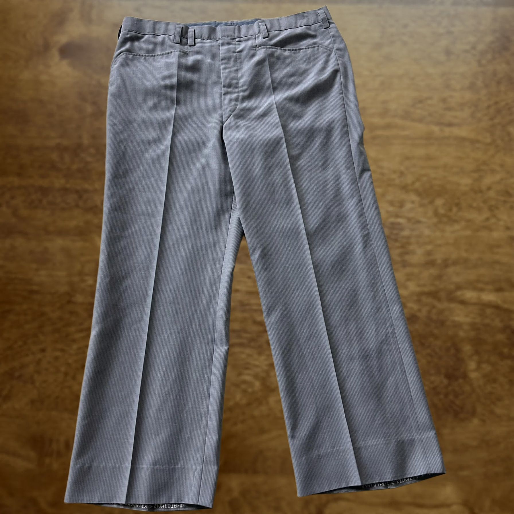 Vintage Vintage Gray Stripe Dress Pants Mens 36x27 Straight Leg Flat Front Workwear Pants Size US 36 / EU 52 - 1 Thumbnail