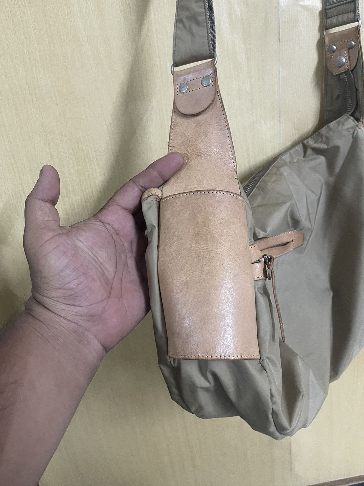 Y's × Yohji Yamamoto Yohji Yamamoto Sling Messenger Bag Nylon with Leather Trim Size ONE SIZE - 8 Thumbnail