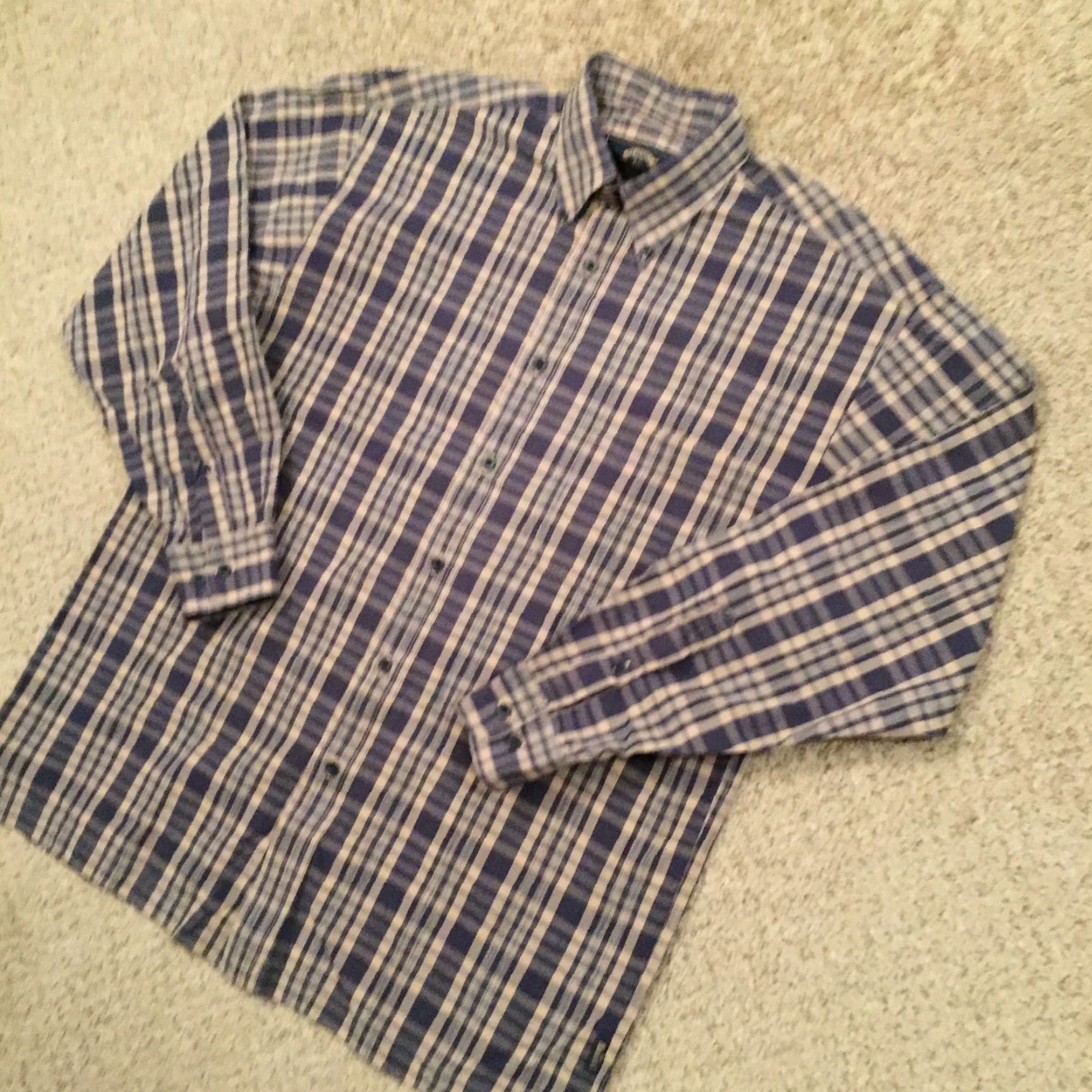 Vintage BD Baggies Shirt Mens Medium Blue Beige Plaid Long Sleeve Button Up Shirt Size US M / EU 48-50 / 2 - 2 Thumbnail