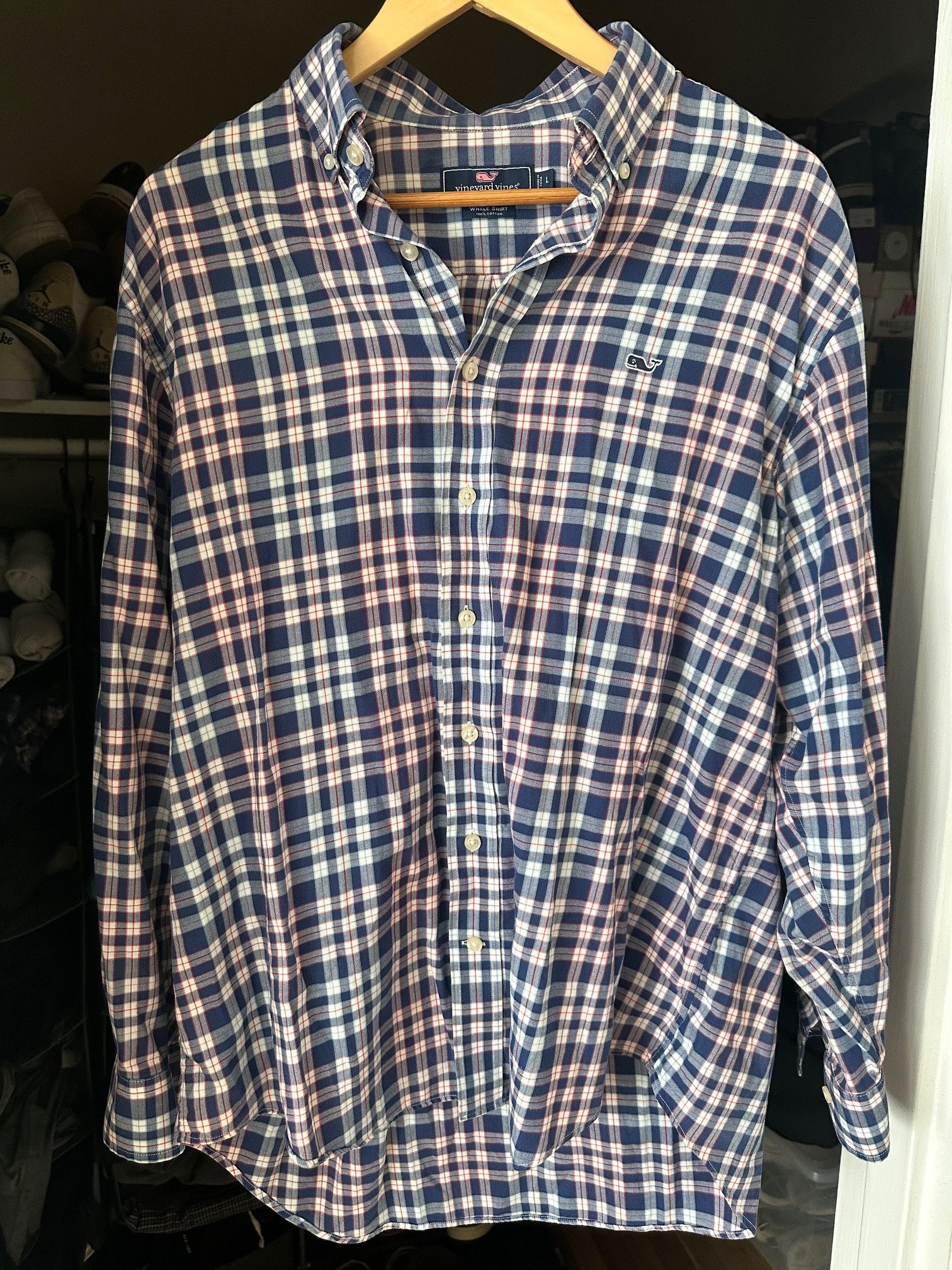 Vineyard Vines Vineyard Vines Large Whale Shirt Blue Red Gingham Check Size US L / EU 52-54 / 3 - 1 Thumbnail