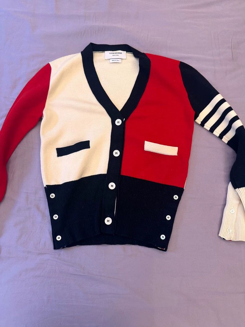 Thom Browne Thom Browne Color Blocked Cardigan Sweater - dmc Size US M / EU 48-50 / 2 - 1 Thumbnail