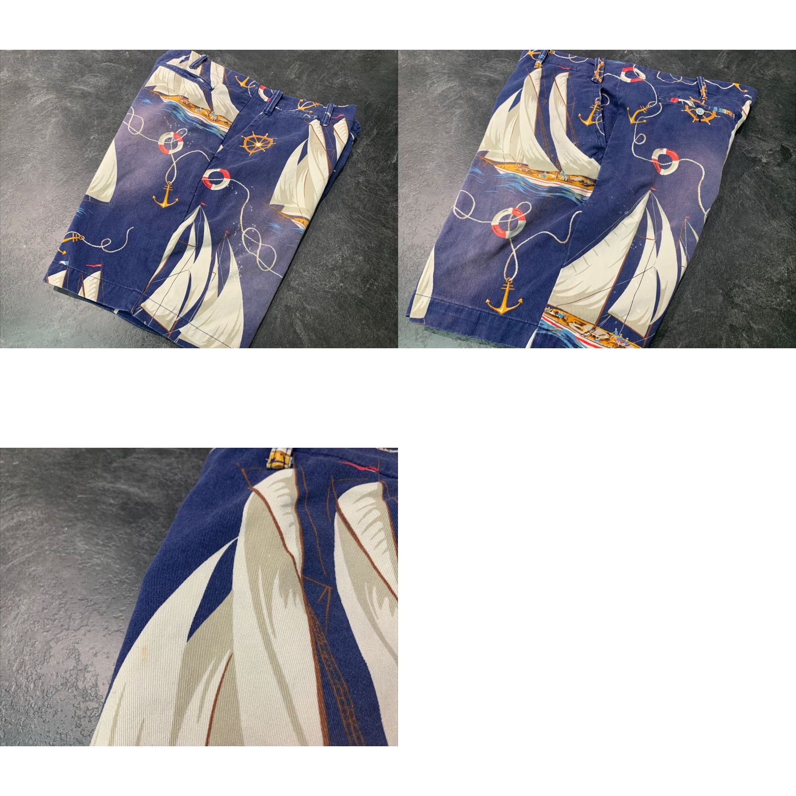 Ralph Lauren VINTAGE Ralph Lauren Polo Shorts Men 42 Navy Blue Cotton Chino Camp Sailboats Sz 42 Size US XL / EU 56 / 4 - 8 Thumbnail