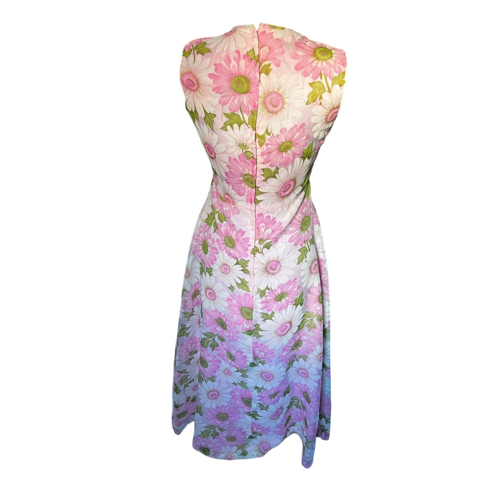 Vintage Vintage 60s Pink Green Flower Power Maxi Dress XS Small Boho Size S / US 4 / IT 40 - 4 Thumbnail