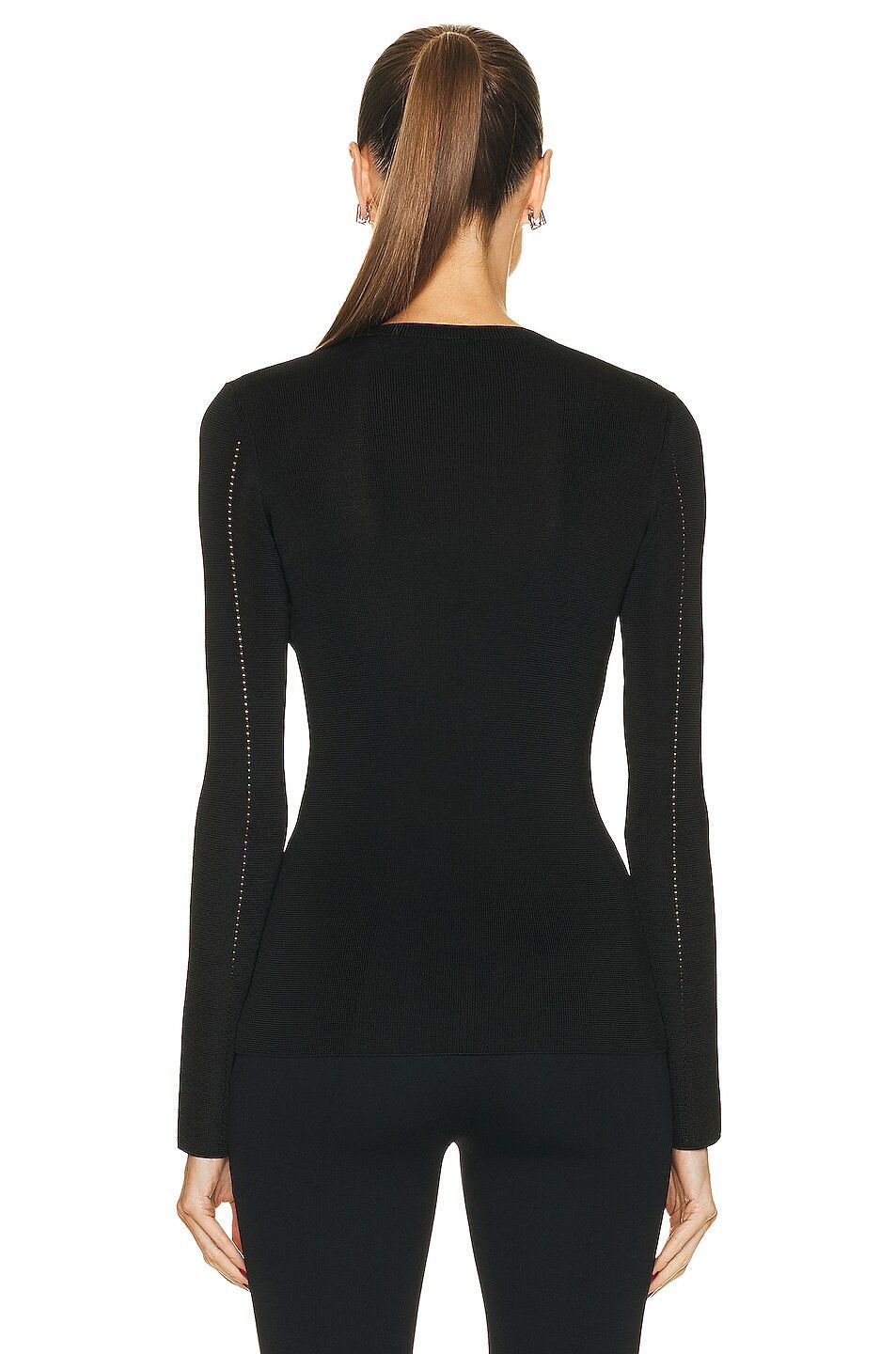Saint Laurent Paris o1tp1o0125 Long Sleeve Top In Viscose Knit in Black Size XL / US 12-14 / IT 48-50 - 4 Thumbnail