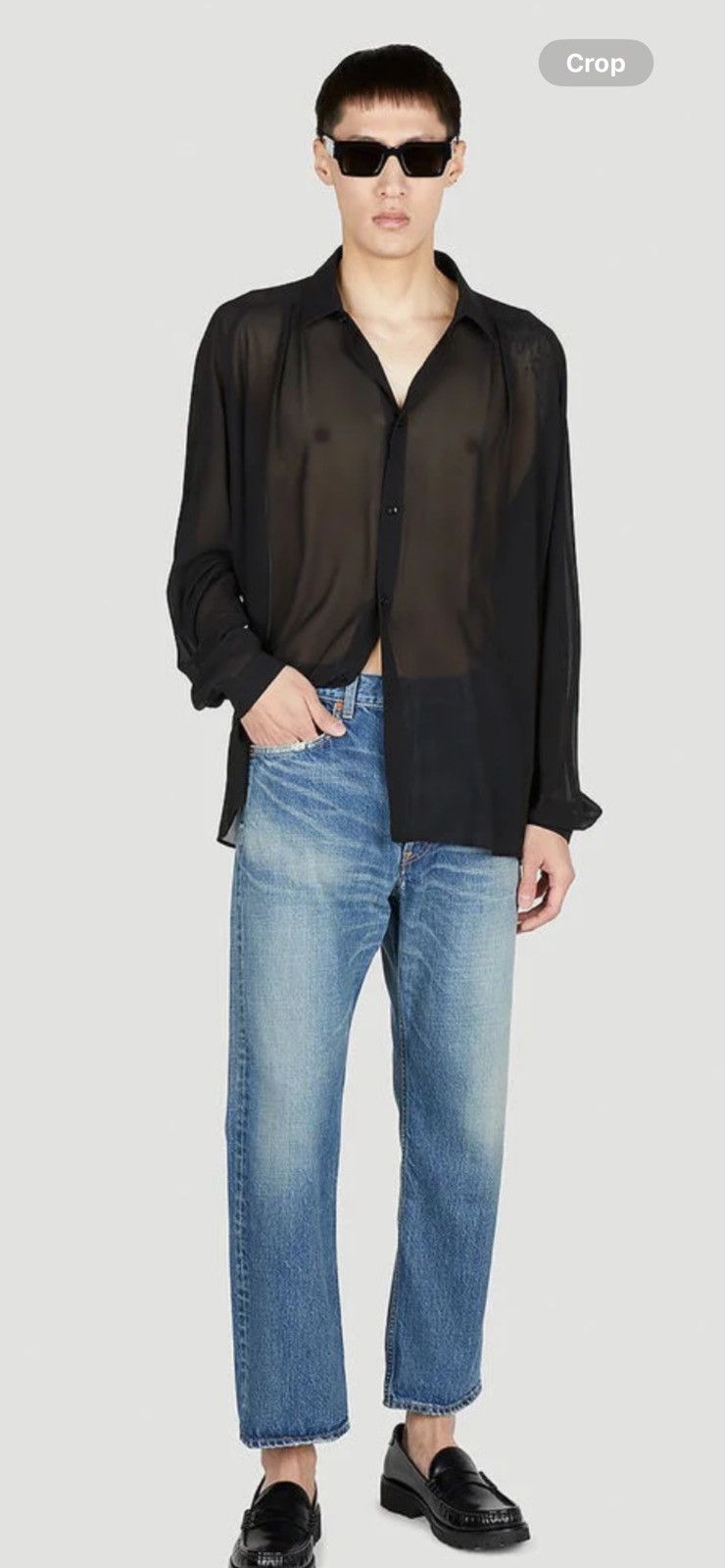 Saint Laurent men's silk sheer transparent