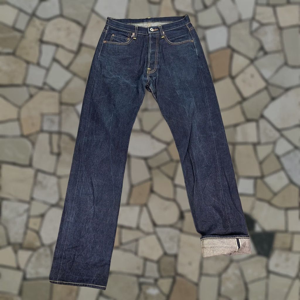 The Flat Head Evers Selvedge Jeans Mens Fits 29 Inseam 31 Blue Straight Buckle Back Regular 29x31 Pockets Denim 201A Jeans Buckle Back Western style