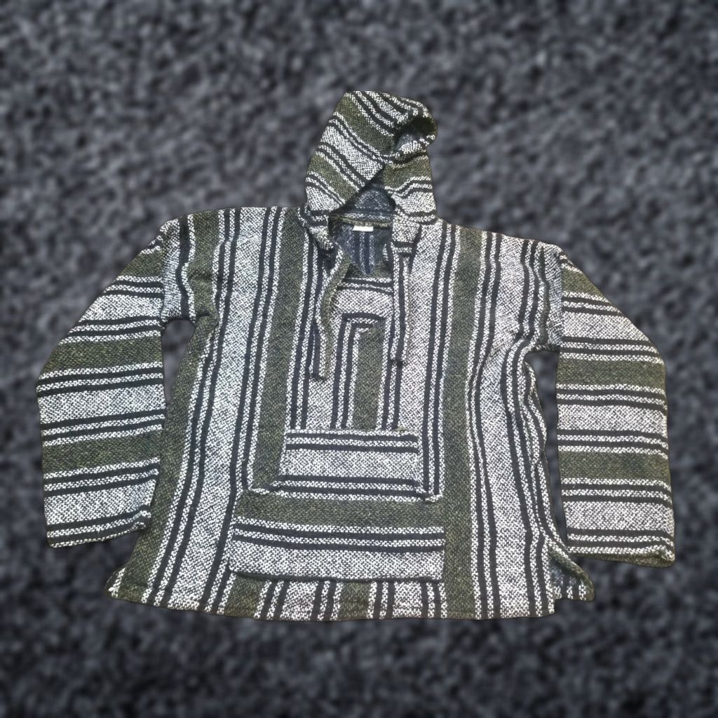 Vintage VINTAGE Artisans Hoodie Men M Green Poncho Baja Drug Rug festival aztec Mexico Mens Size US M / EU 48-50 / 2 - 1 Thumbnail