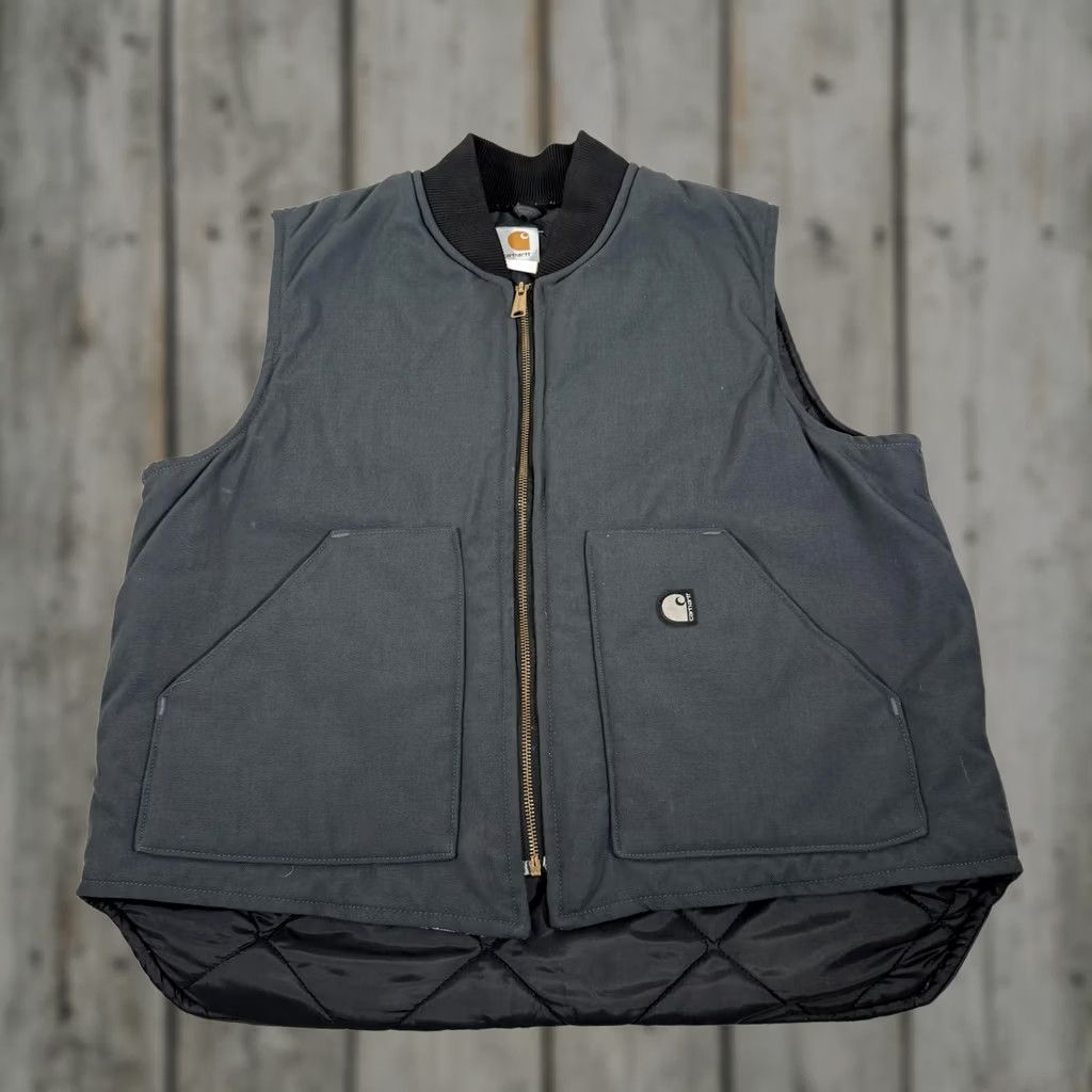 Carhartt Carhartt Vest Mens XL Gray Duck Canvas Quilted Insulated Zip Up Nylon J17 CHR Size US XL / EU 56 / 4 - 1 Thumbnail