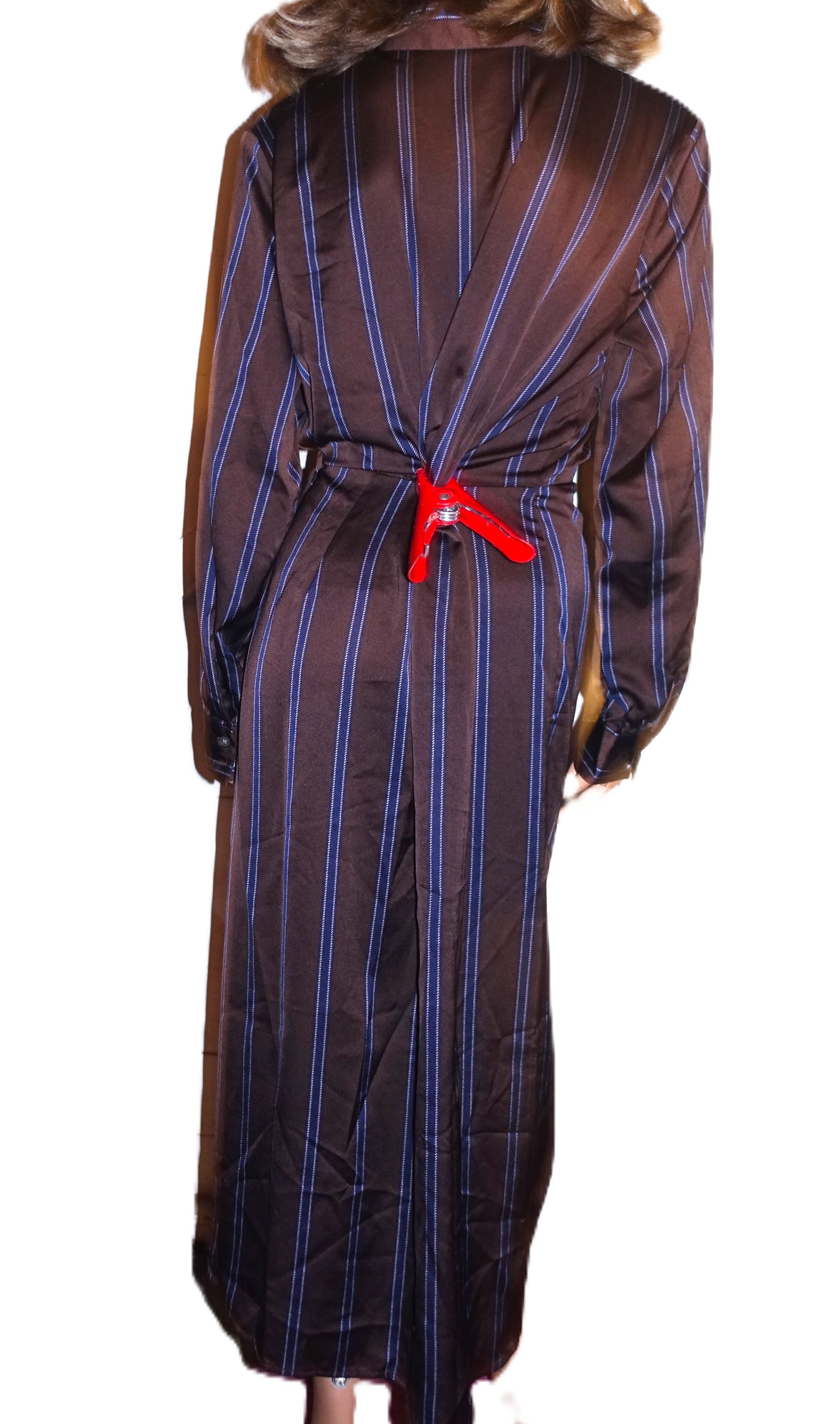 Loft Loft Chocolate Navy Blue Striped Wrap Dress XL Size XL / US 12-14 / IT 48-50 - 5 Thumbnail
