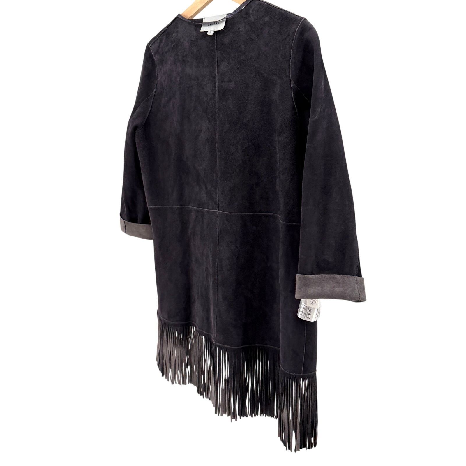 Jigsaw Gray Dark Charcoal Reversible Genuine Suede Fringe Jacket Size S / US 4 / IT 40 - 8 Thumbnail