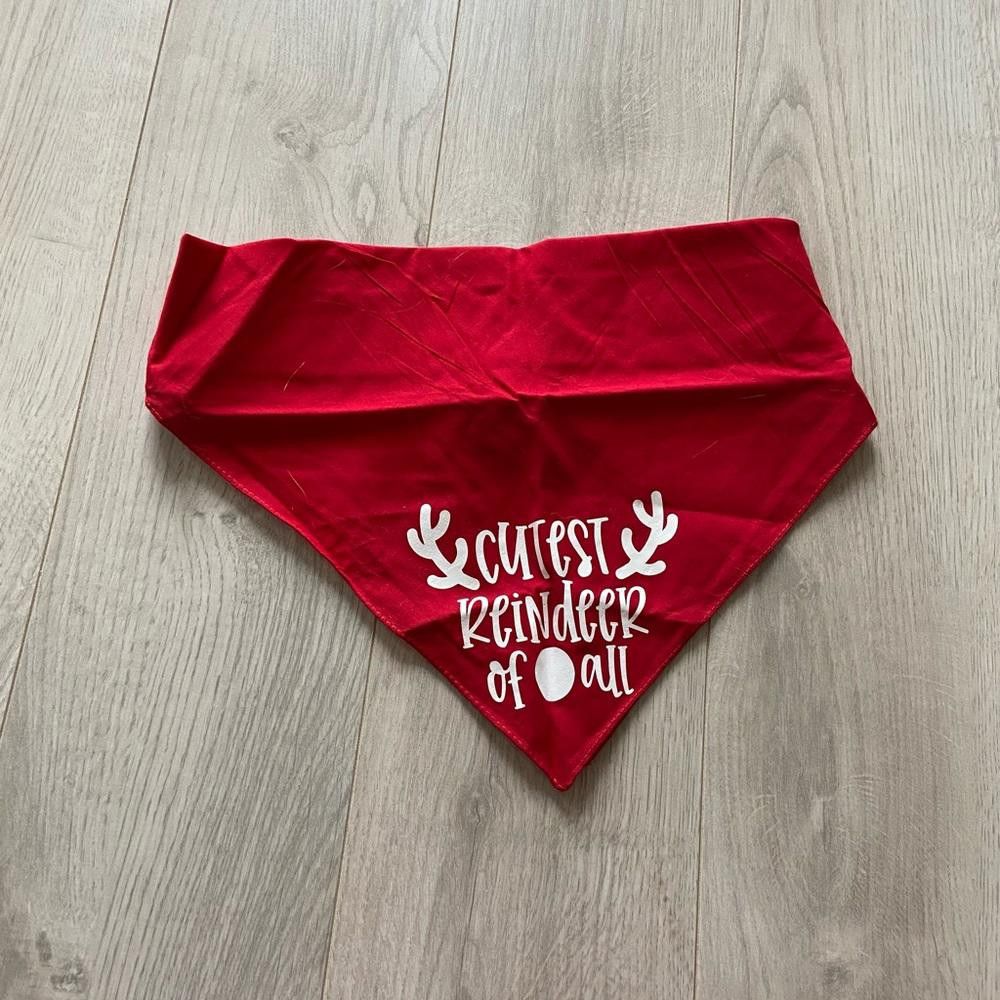 Designer Red Reindeer Statement Dog Bandana Size ONE SIZE - 1 Thumbnail