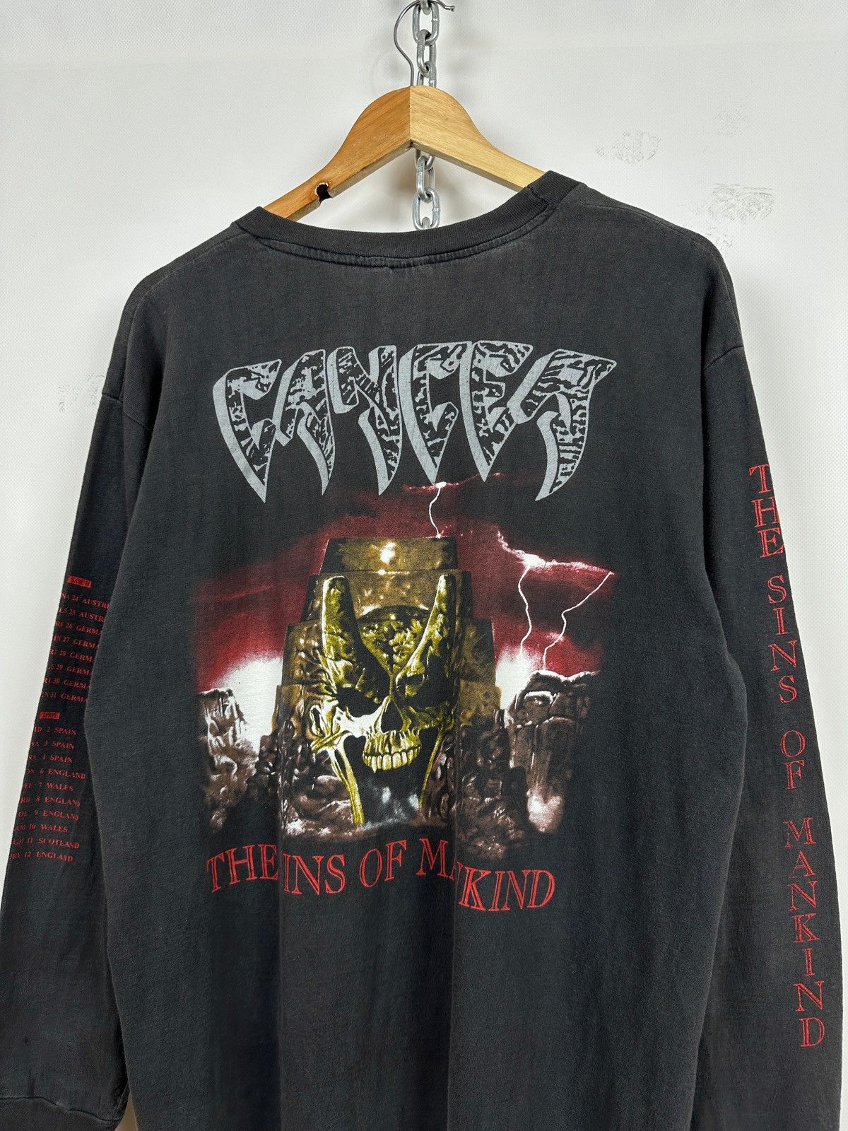 Band Tees 1993 Vintage Cancer Sins Of Mankind Long Sleeve T-Shirt Size US XL / EU 56 / 4 - 4 Thumbnail