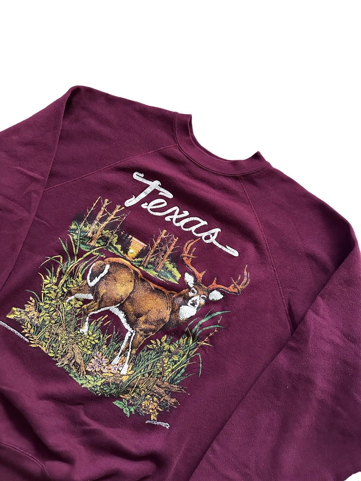 Vintage Vintage 90s Texas Deer Crewneck Sweatshirt Burgundy Tultex Size US L / EU 52-54 / 3 - 2 Thumbnail