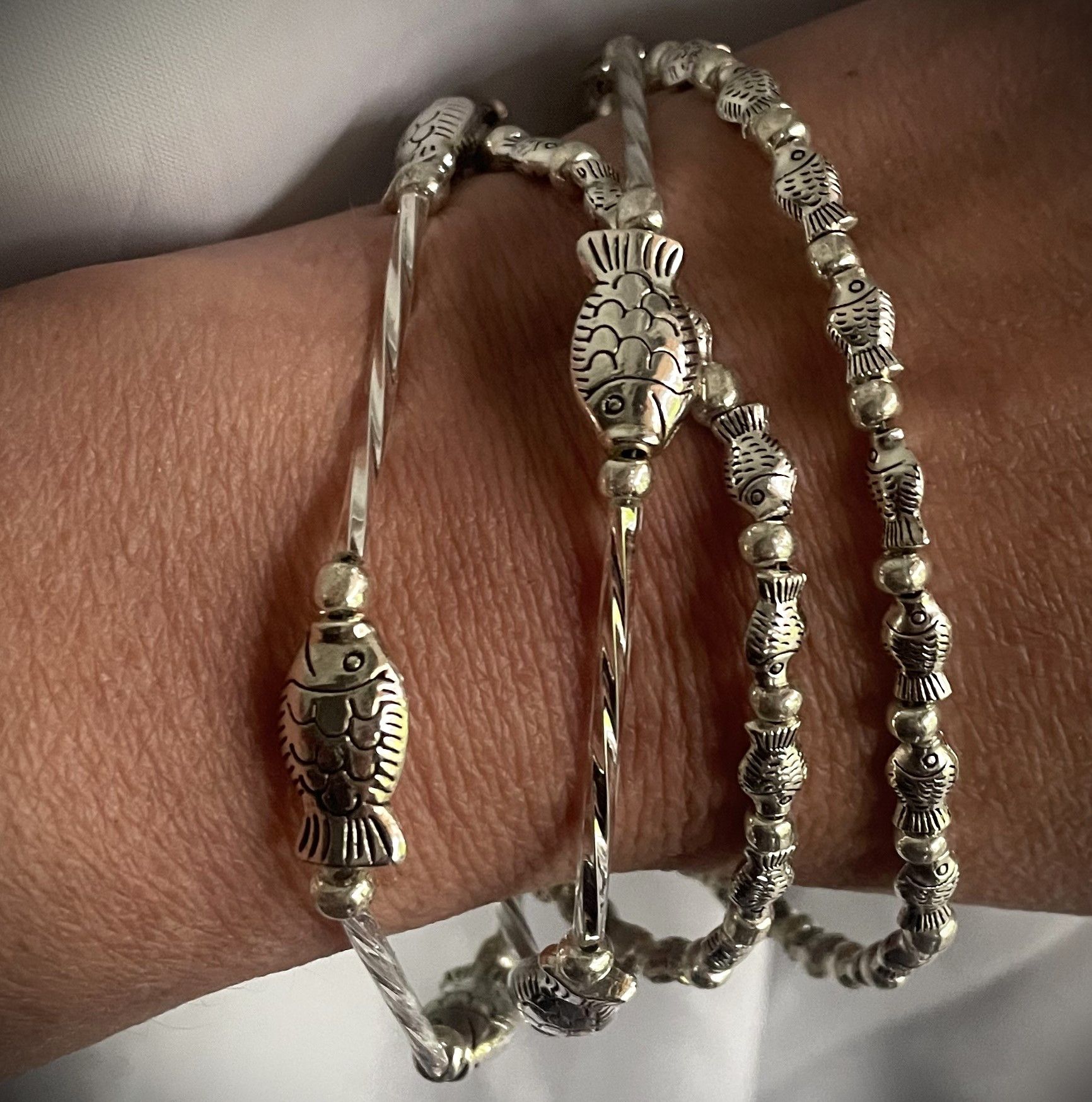 Other Fish Bracelet Stack – Silver Choker Vibes Size ONE SIZE - 1 Thumbnail