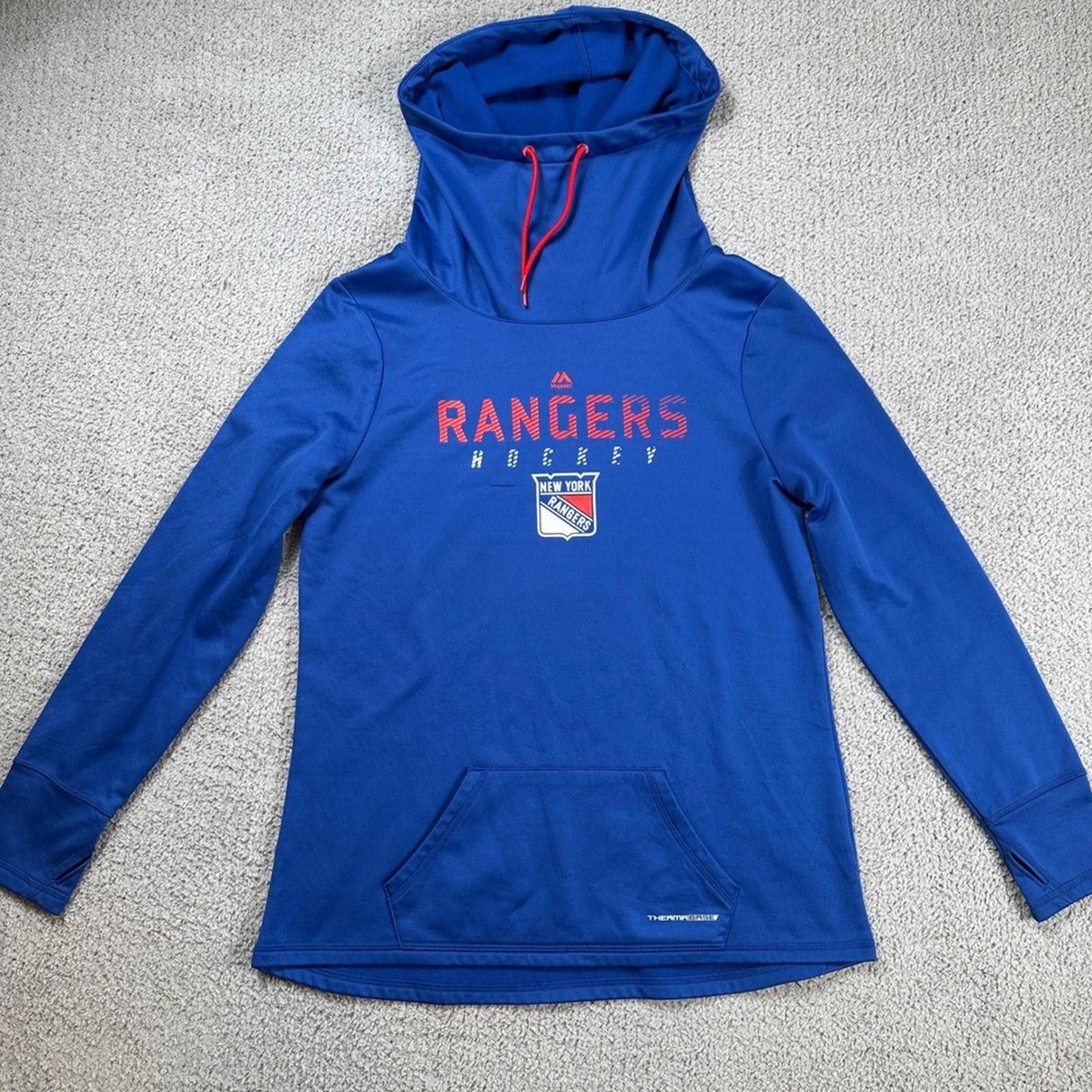 Majestic New York Rangers Therma Base Hoodie Blue Cowl Neck Mens Size US L / EU 52-54 / 3 - 1 Thumbnail