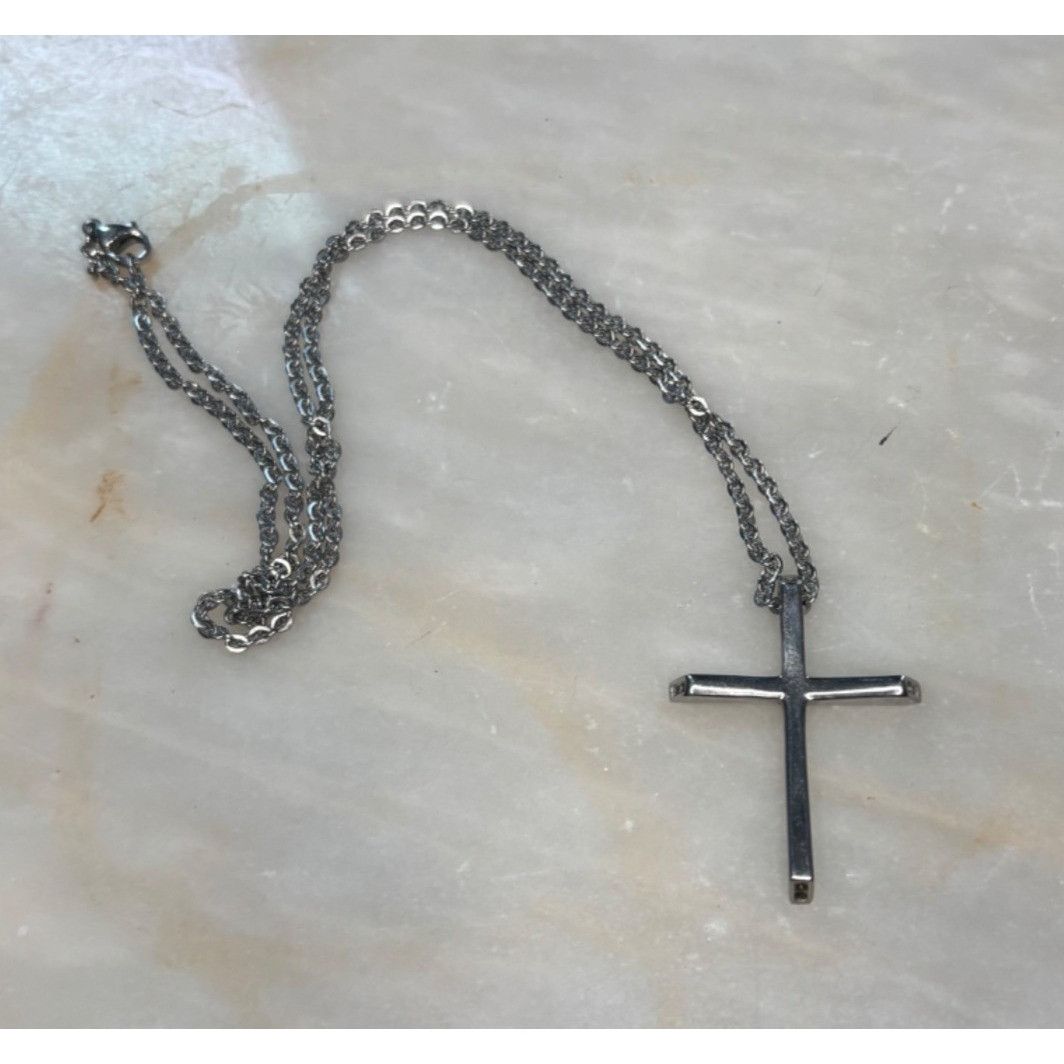 Other Stamped Chisel Sterling Silver Cross Pendant Necklace Size ONE SIZE - 4 Thumbnail