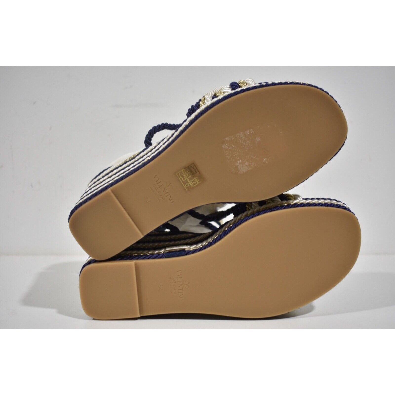 Valentino Rockstud Torchon Stripe Rope Wedge Ankle Strap Sandal 42 Size US 12 / IT 42 - 12 Thumbnail