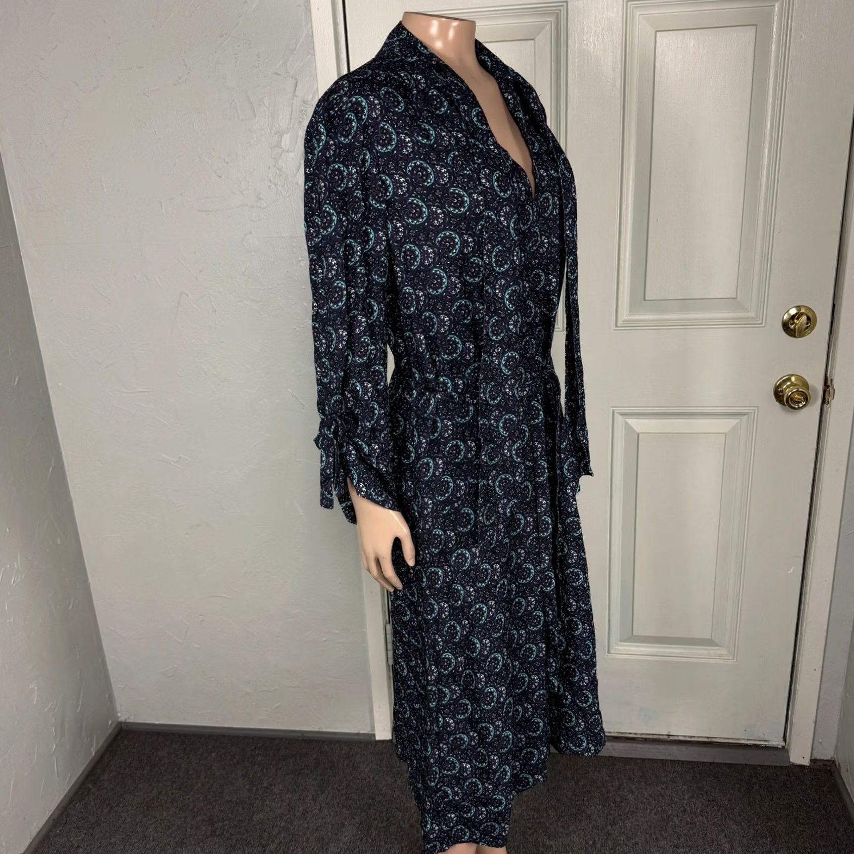 Joie Joie Floral Rayon A-Line Dress Women Medium Blue Long Sleeve Knee Length Casual Boho Vintage: N/A? Size M / US 6-8 / IT 42-44 - 7 Thumbnail