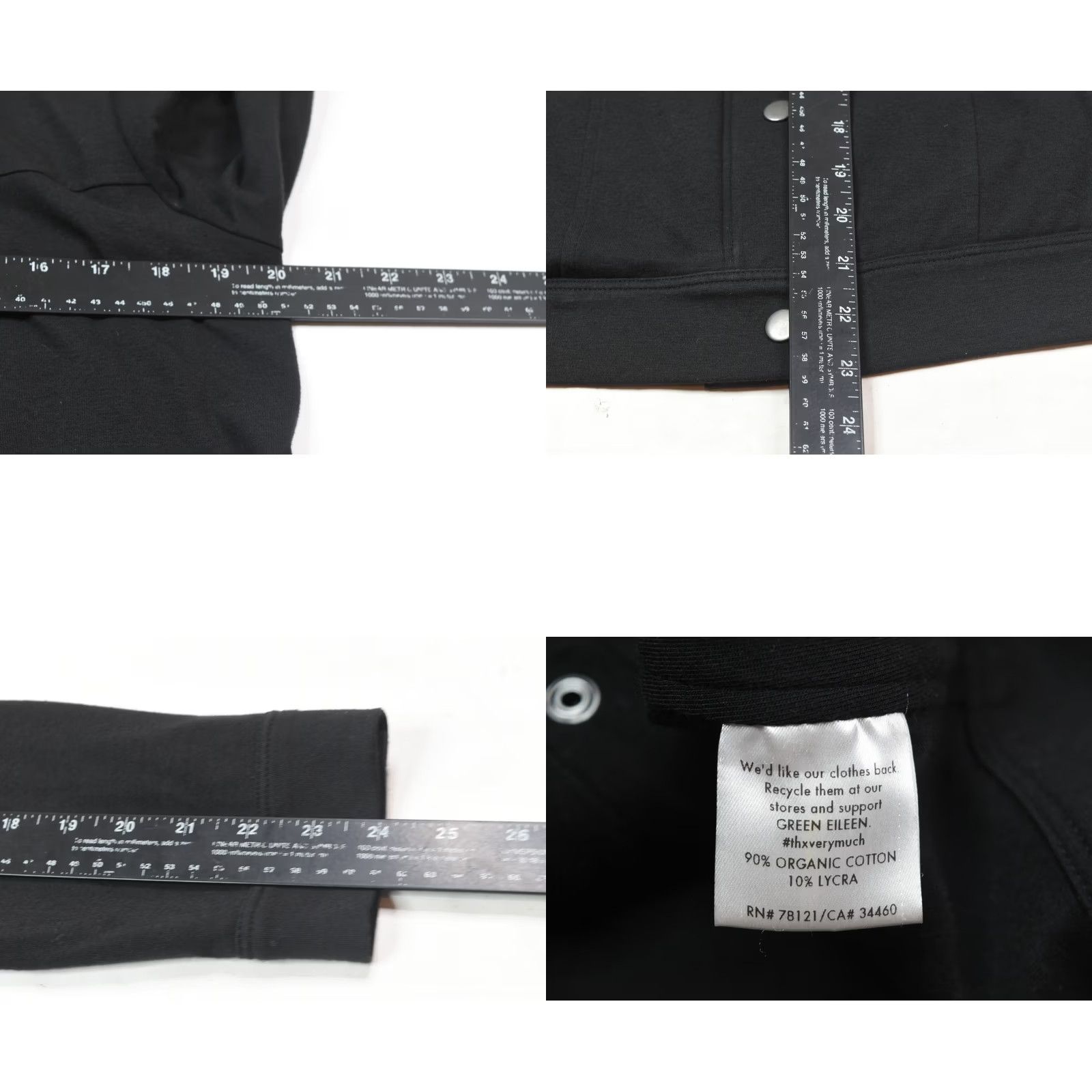 Eileen Fisher Eileen Fisher Jacket Womens Medium Black Long Sleeve Full Zip Snap Cotton Size M / US 6-8 / IT 42-44 - 8 Thumbnail