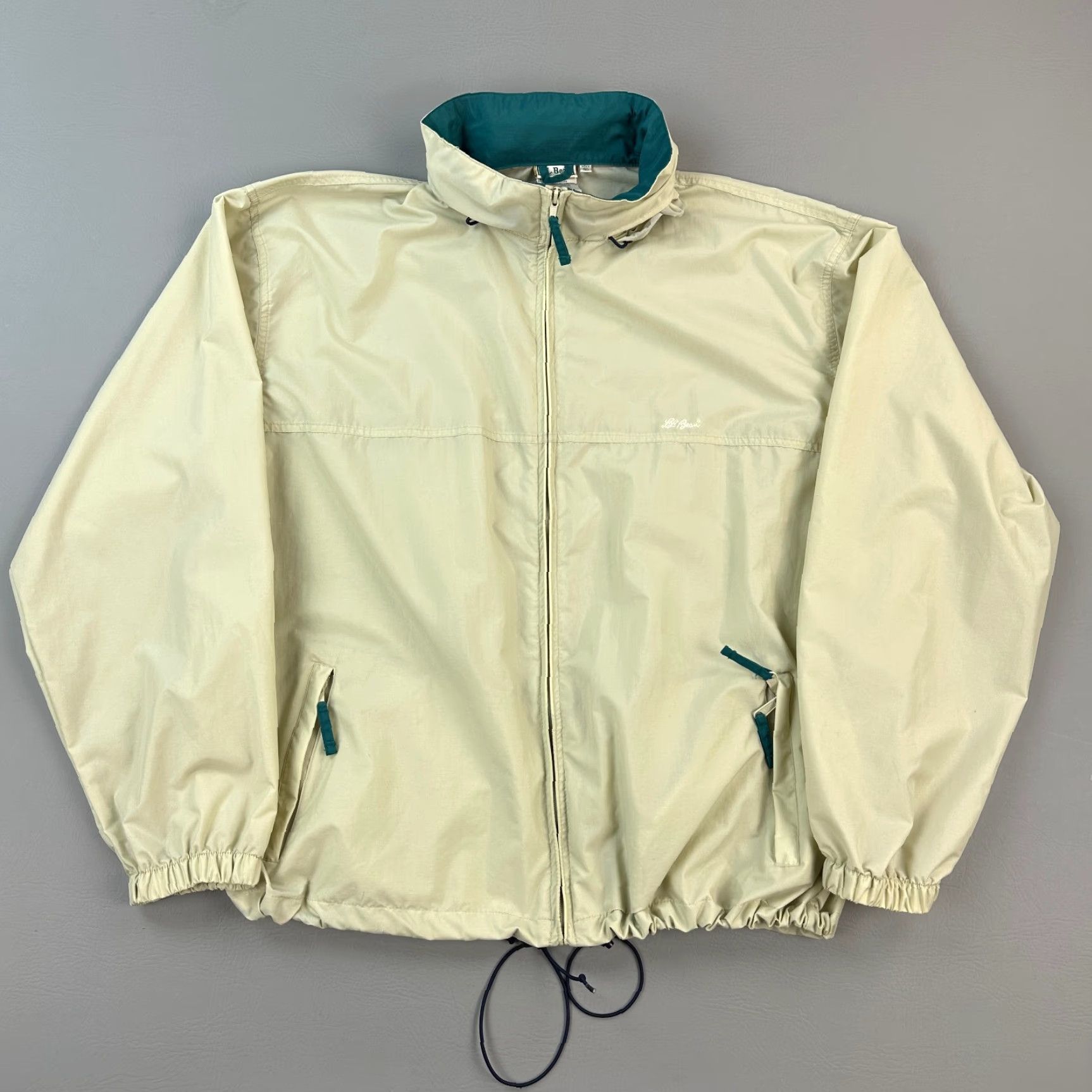 Vintage Vintage L.L. Bean Jacket Mens 2XL Tall Tan Full Zip Hooded Windbreaker Hiking 90s Streetwear Style Windbreaker Mens (Beige) Size US XXL / EU 58 / 5 - 2 Thumbnail