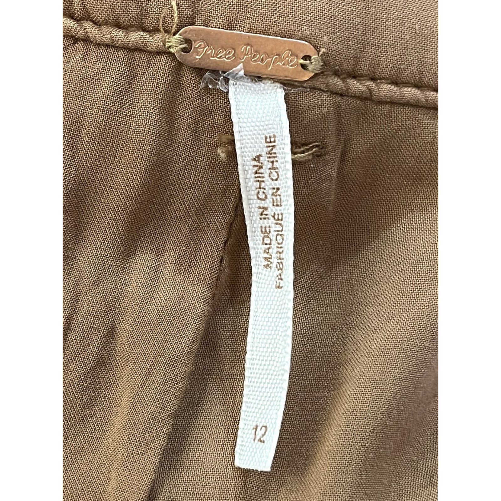 Free People Free People Paperbag High Waisted Pants Sz 12 Belted Suede Faux Brown Polyester Blend Tapered Leg Women Casual City Size 34" / US 12 / IT 48 - 5 Thumbnail
