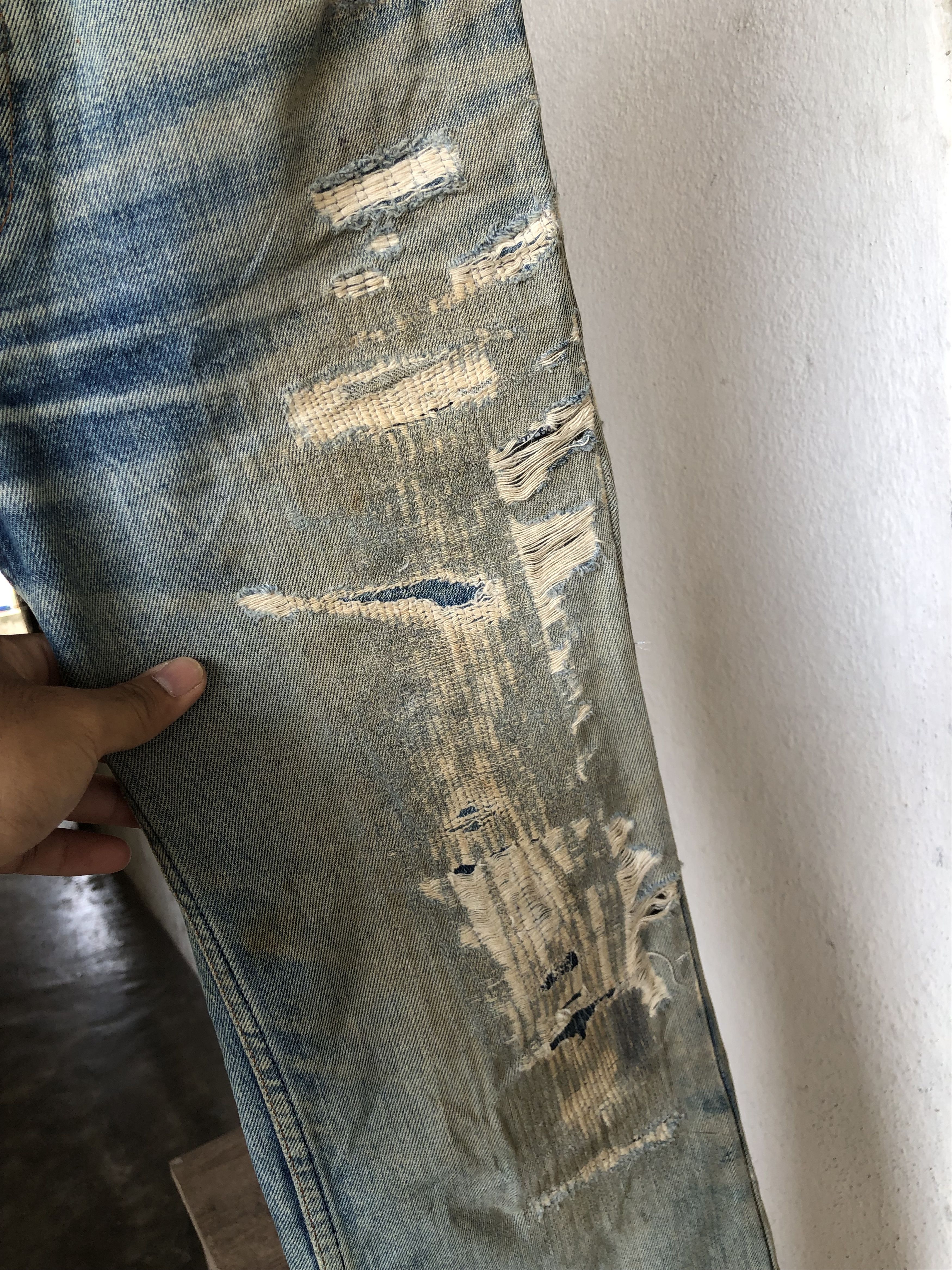 Levi's Vintage 90s Levis Distressed Denim Flare Pants Size US 29 - 8 Thumbnail