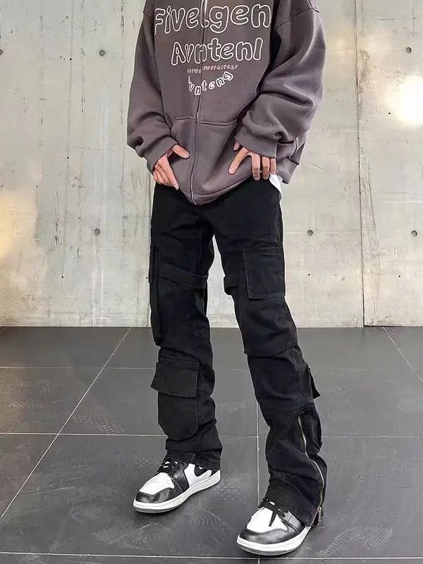 VIBE High Street Style Zip Retro Black Cargo Pants Size US 32 / EU 48 - 6 Thumbnail