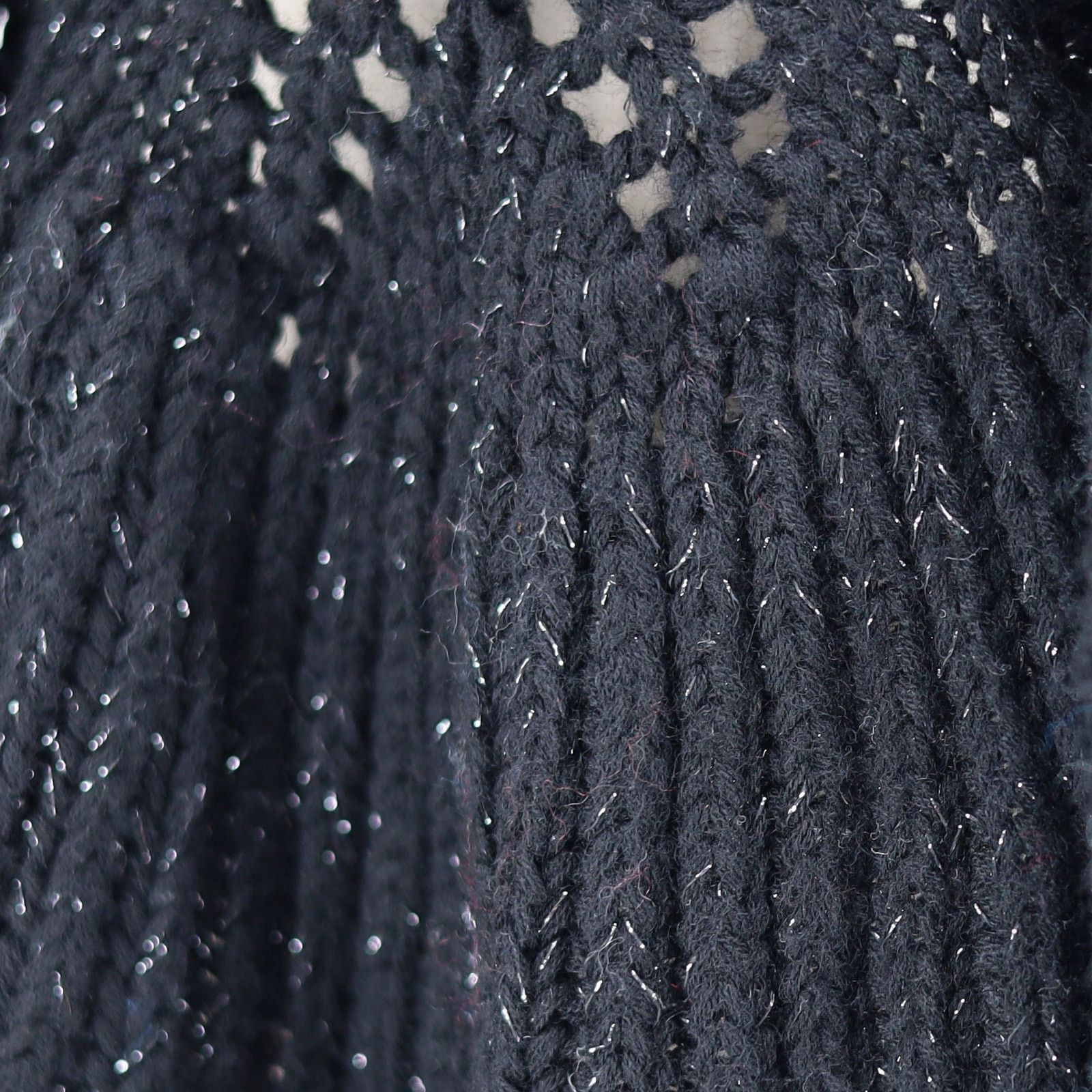 Badgley Mischka Badgley Mischka Women Black Metallic Wool Fishtail Scarf Size ONE SIZE - 4 Thumbnail