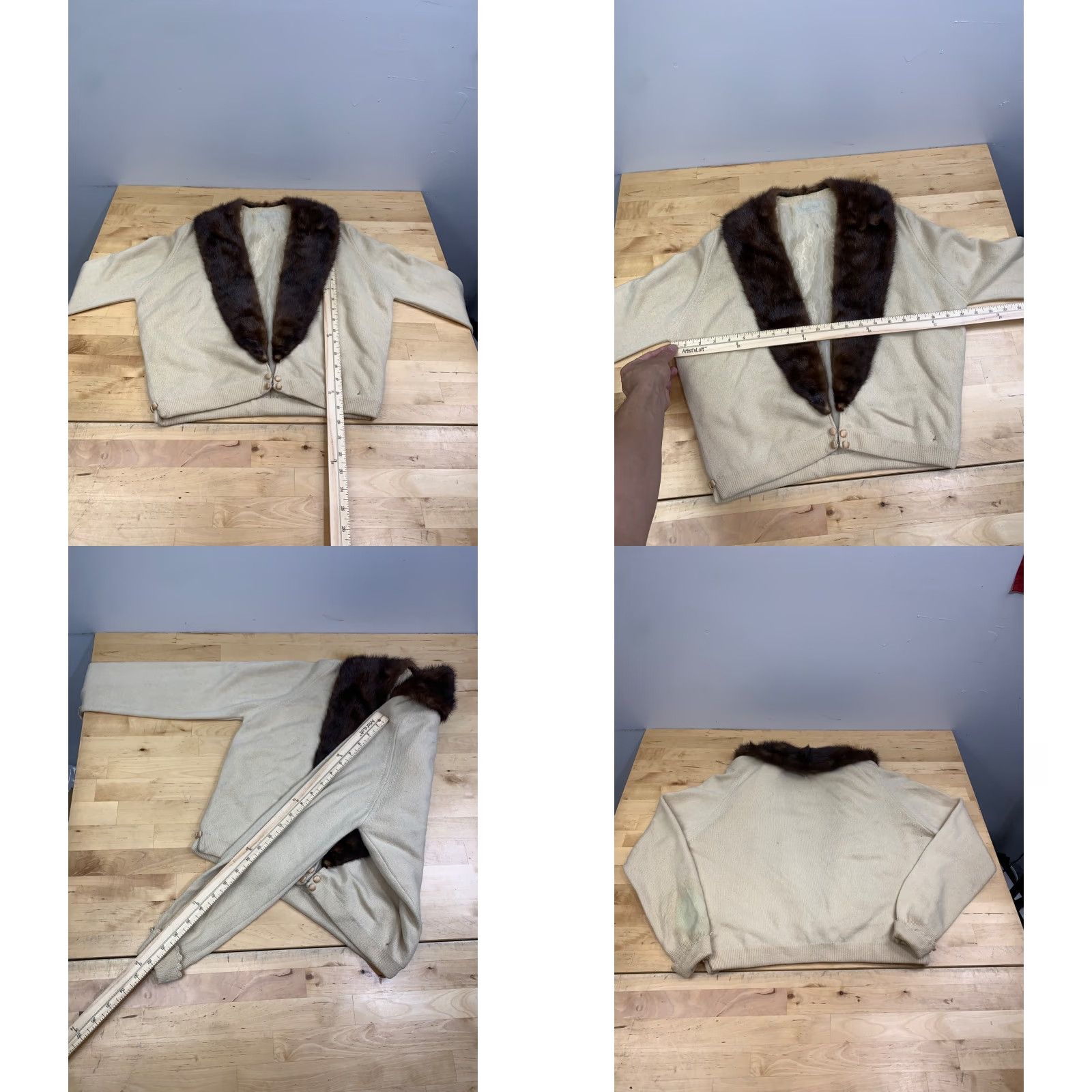 Vintage VINTAGE Bernhard Altmann Cashmere Cardigan Women S Ivory 1950s Distress 12959 Size S / US 4 / IT 40 - 8 Thumbnail