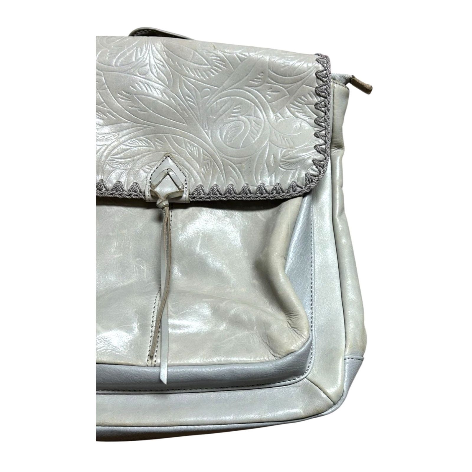 The Sak VINTAGE The Sak Ventura Backpack Purse Messenger Bag Gray Distressed Embossed Women's Size ONE SIZE - 2 Thumbnail