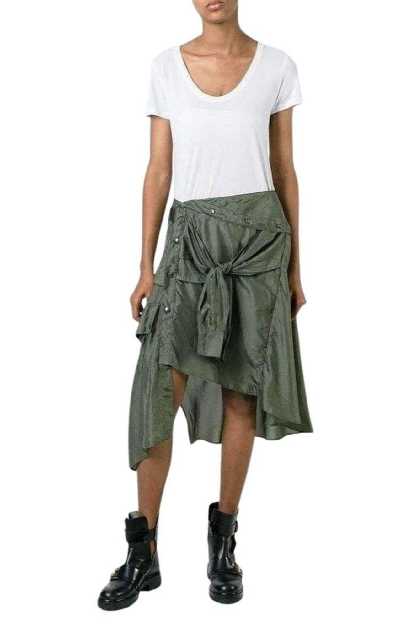Faith Connexion FAITH CONNEXION Shirt Style Asymmetric Silk Skirt Size 28" / US 6 / IT 42 - 2 Thumbnail