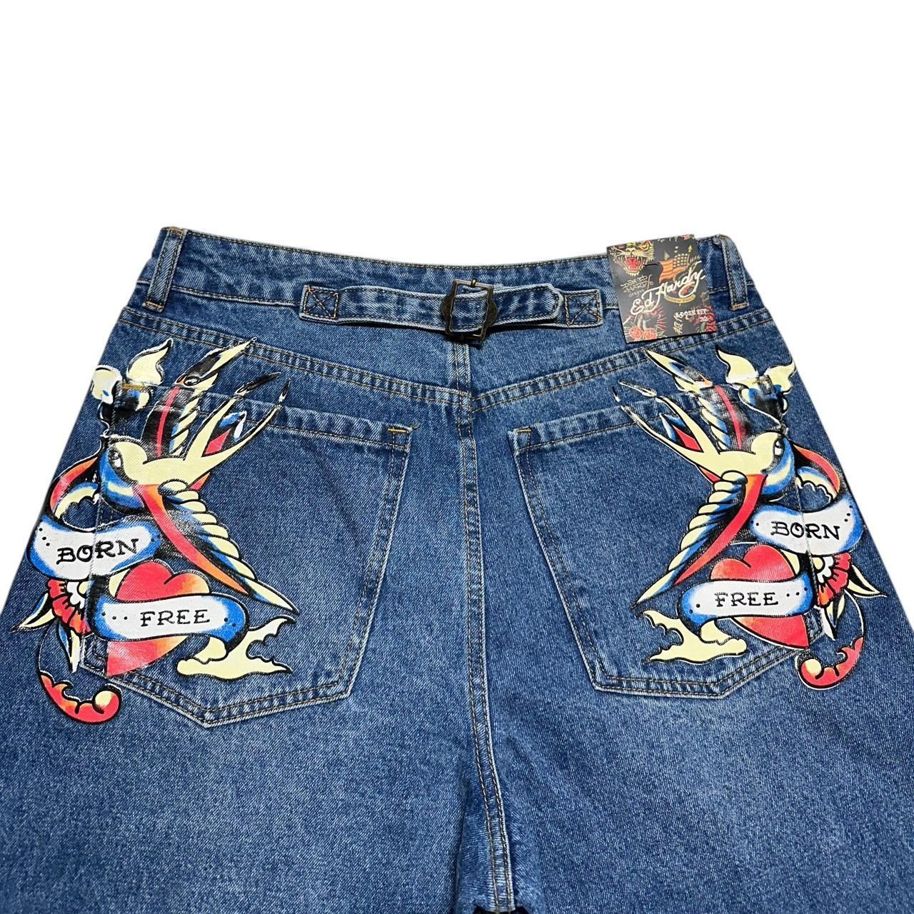 Ed Hardy × Vintage Ed Hardy Wide Leg Jeans Size 32" / US 10 / IT 46 - 3 Thumbnail