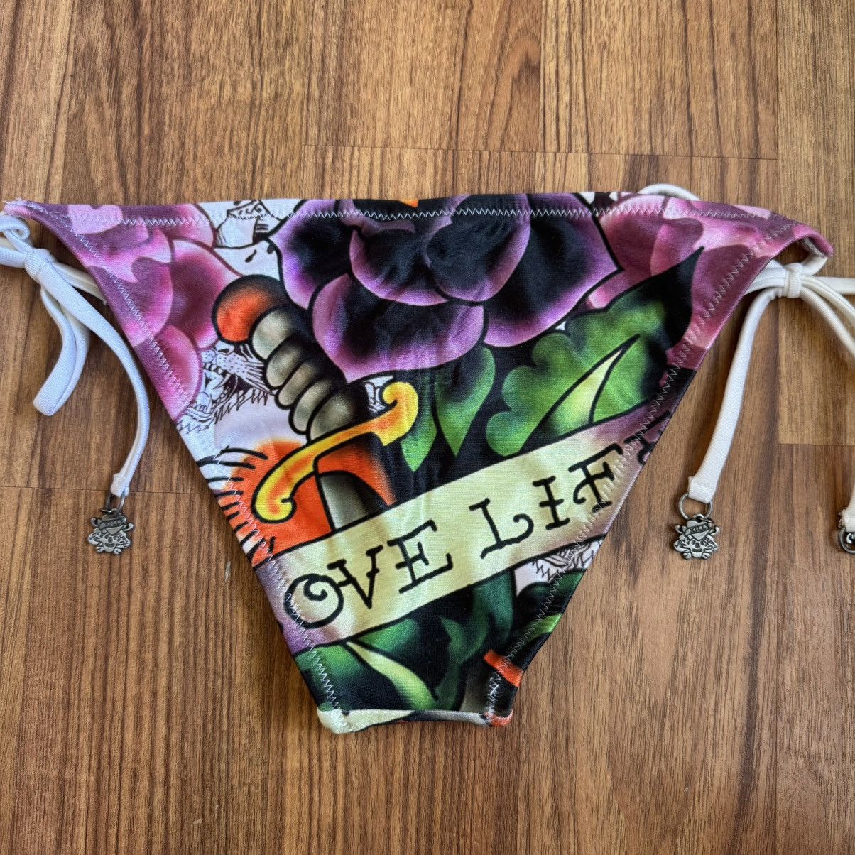 Ed Hardy ED HARDY Vintage Y2K Rare White Love Life Rose Bikini Set Size XS / US 0-2 / IT 36-38 - 12 Thumbnail
