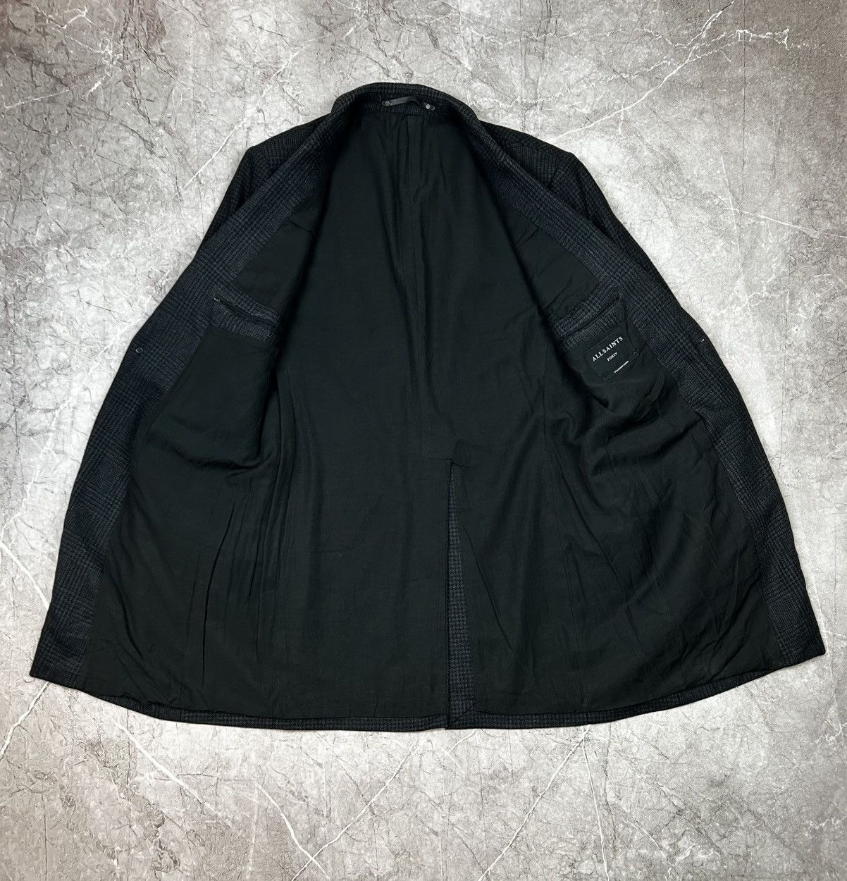 Allsaints All Saints Forty Two Wool Blazer Mens L Coat Leather Trim Size US L / EU 52-54 / 3 - 3 Thumbnail