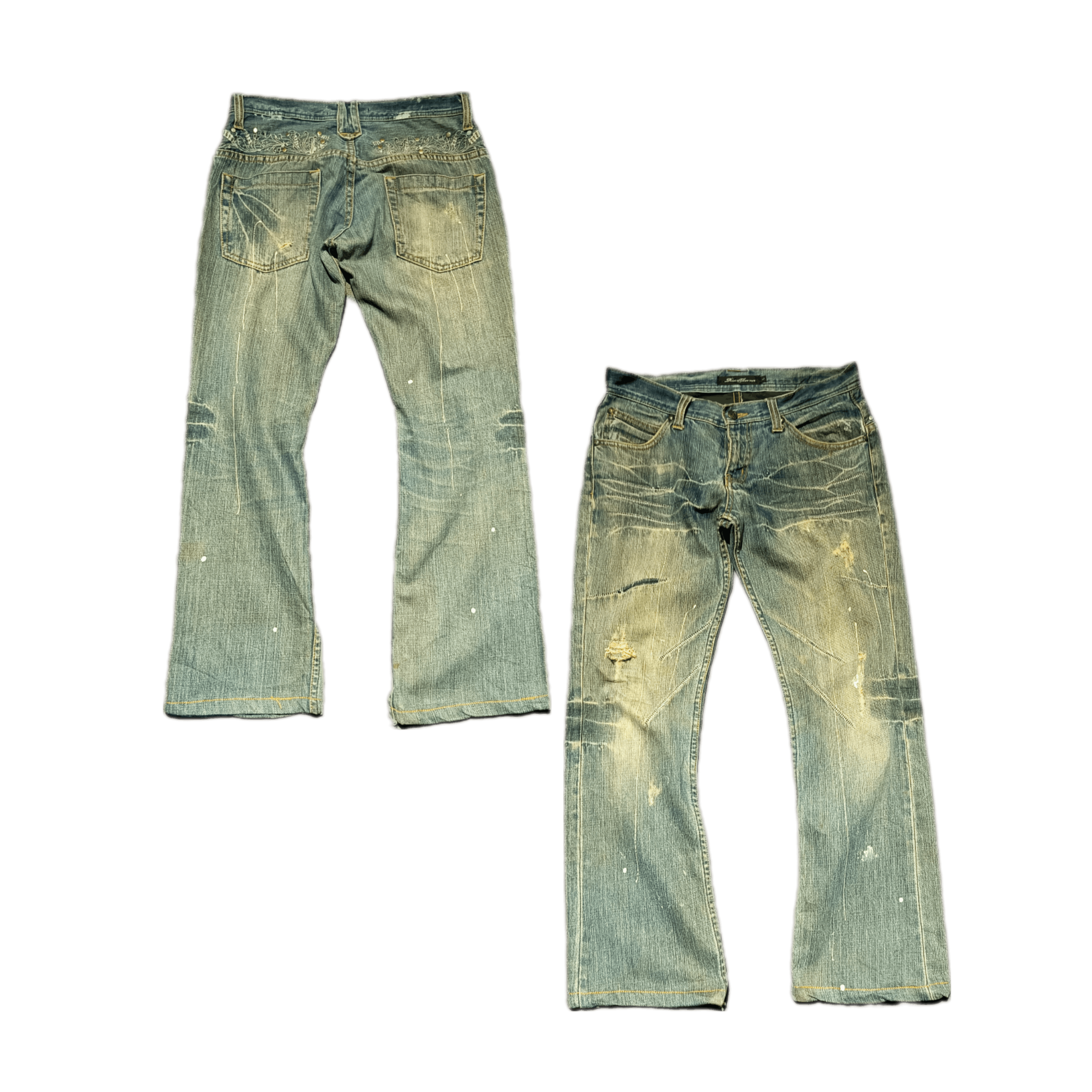 If Six Was Nine 🇯🇵🔥 Japanese Seditionaries Paint Ripped Denim Size US 32 / EU 48 - 3 Thumbnail