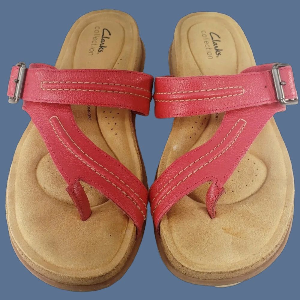 Clarks Clarks Collection Sandals Womens 10M Brynn Madi Thong Toe-Loop Red 26164863 Size US 10 / IT 40 - 1 Thumbnail