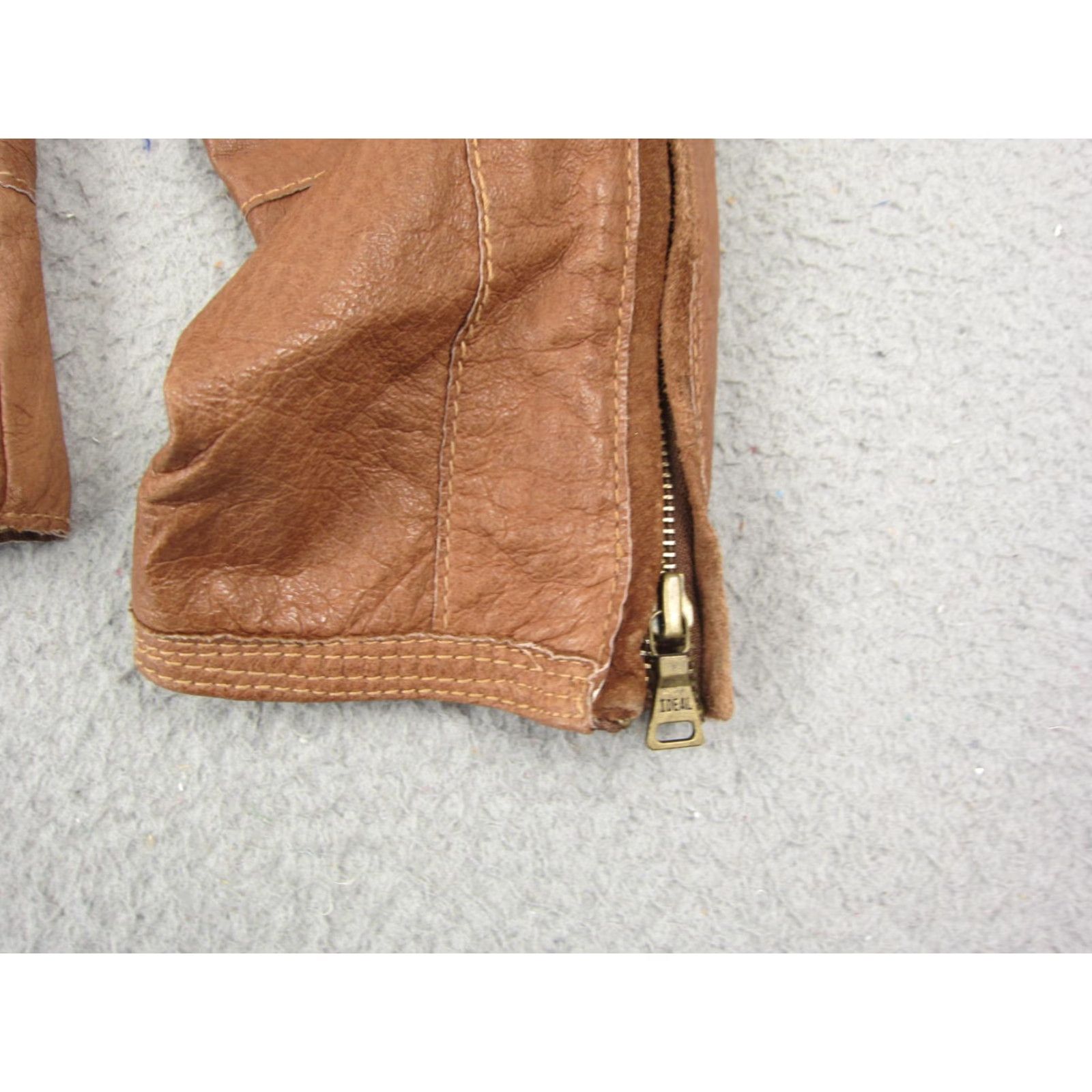 Vintage ANA Leather Jacket Womens Medium Brown Full Zip Bomber 90s Jacket Mens Womens Boys Girls Size M / US 6-8 / IT 42-44 - 4 Thumbnail