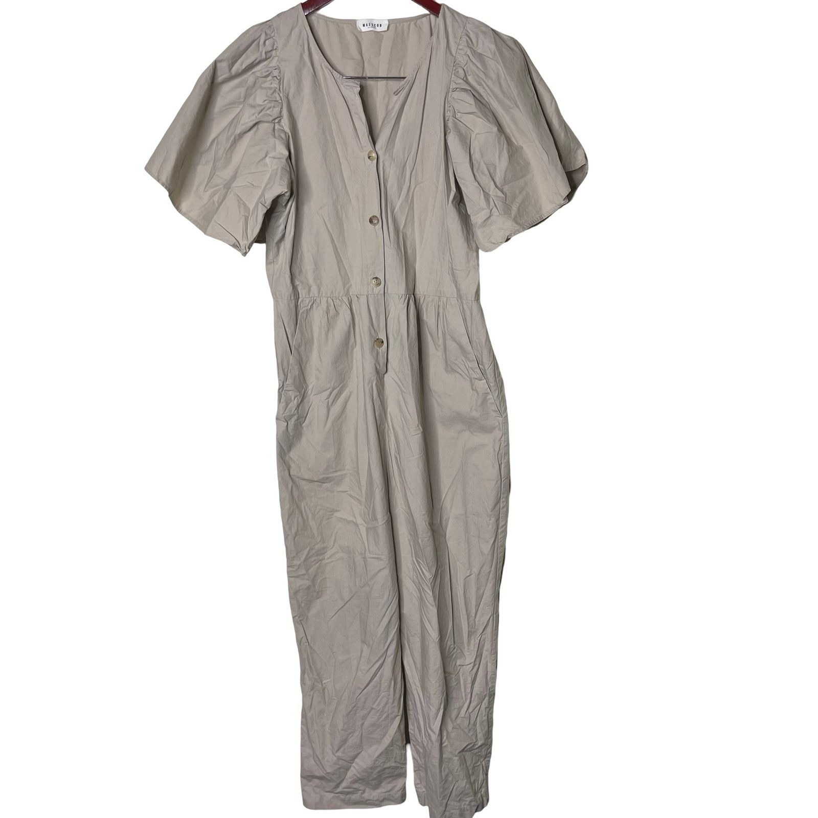 Other Masscob Poplin Puff-Sleeve Jumpsuit - Nudeflesh sz 36 US S Size 26" / US 2 / IT 38 - 2 Thumbnail