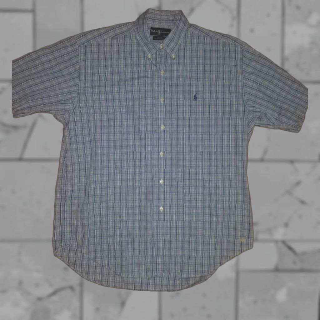 Polo Ralph Lauren Polo Ralph Lauren Blue Plaid Short Sleeve Button-Up Shirt Mens L Size US L / EU 52-54 / 3 - 1 Thumbnail