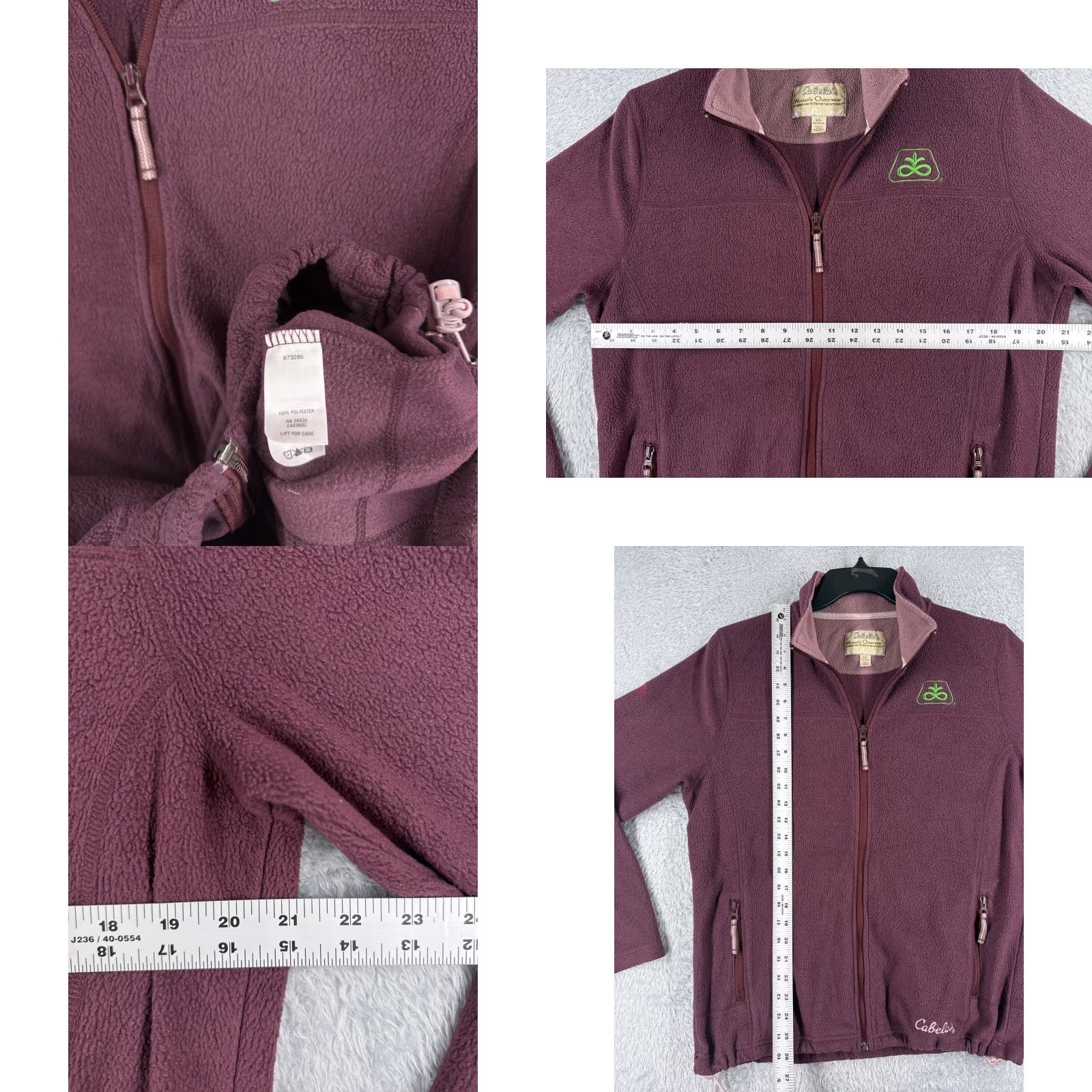 Vintage Cabela's Women's Jacket L Red Full Zip Fleece Polyester Mock Neck All Seasons Casual Logo Zipper Solid Womens Size L / US 10 / IT 46 - 8 Thumbnail