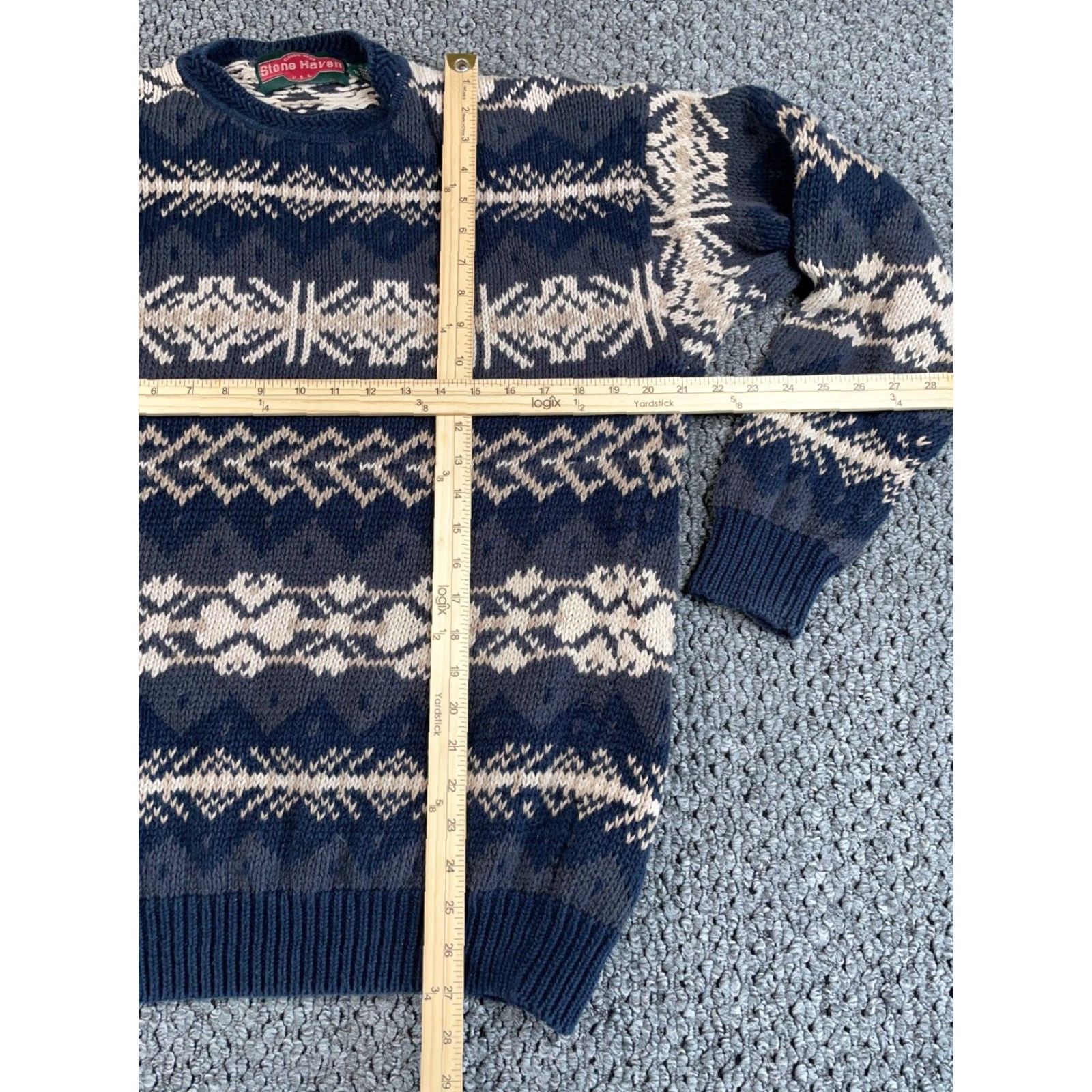 Vintage VINTAGE Nordic Snowflake Pattern Sweater Shirt Adult Large Beige Geometric Knit 90s Mens Pullover Heavyweight Size US L / EU 52-54 / 3 - 5 Thumbnail