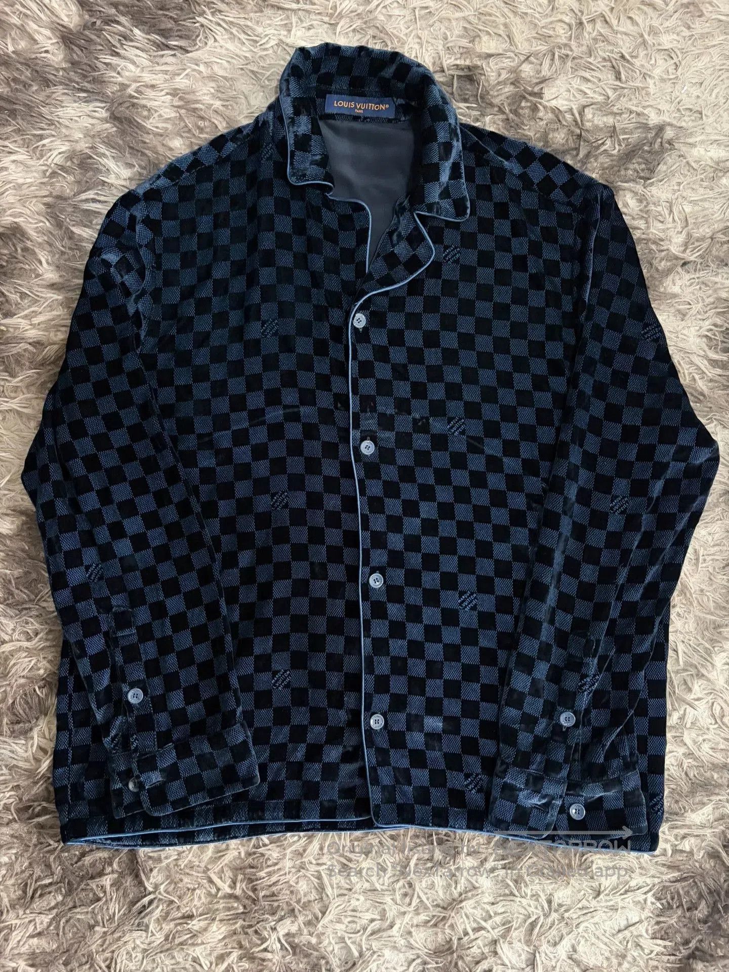 Louis Vuitton Louis Vuitton Blue Checkered Velvet Shirt. Size US M / EU 48-50 / 2 - 1 Thumbnail
