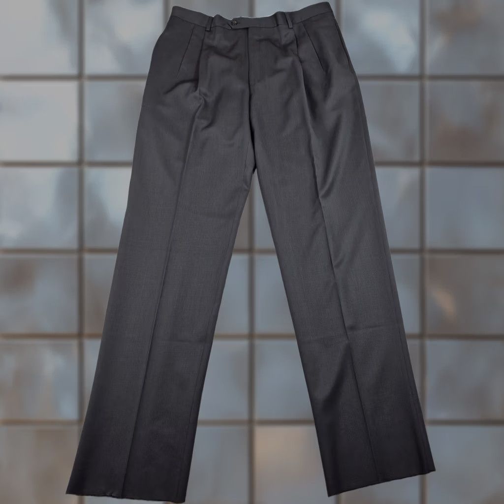 Austin Reed Austin Reed Signature Dress Pants Mens 38 Gray Wool Pleated Classic Unfinished Inseam Hem Zip Front Pockets Straight Leg Slim Fit Men Dress Pants Size US 38 / EU 54 - 1 Thumbnail