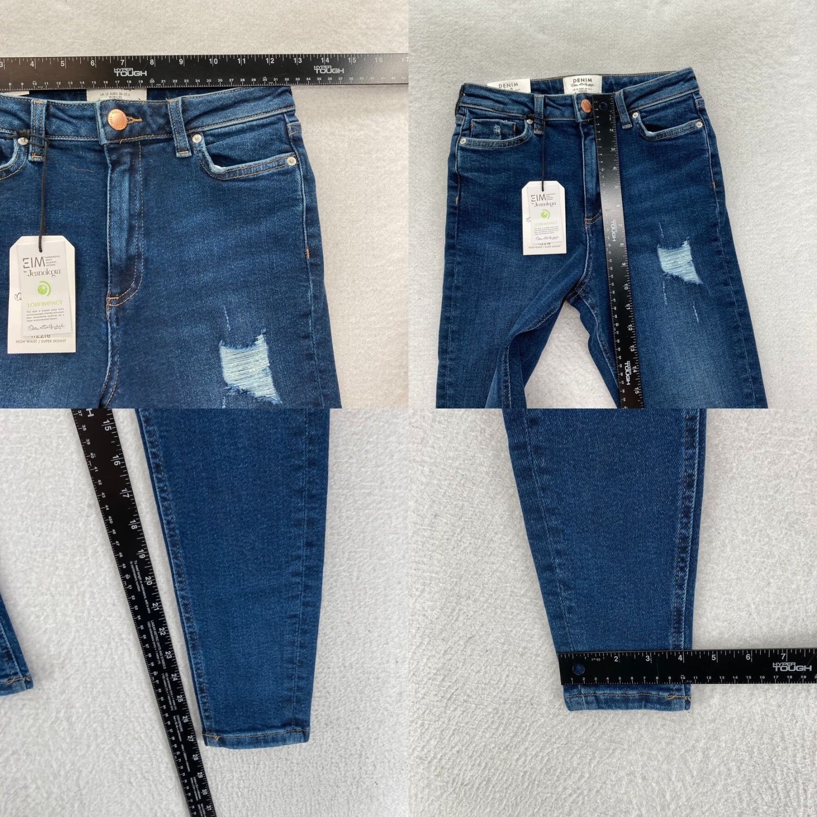 Vintage Mis Selfridge Lizzie Jean Women's 6 Skinny Ankle Dark Wash Blue Distressed Denim Size 26" / US 2 / IT 38 - 8 Thumbnail