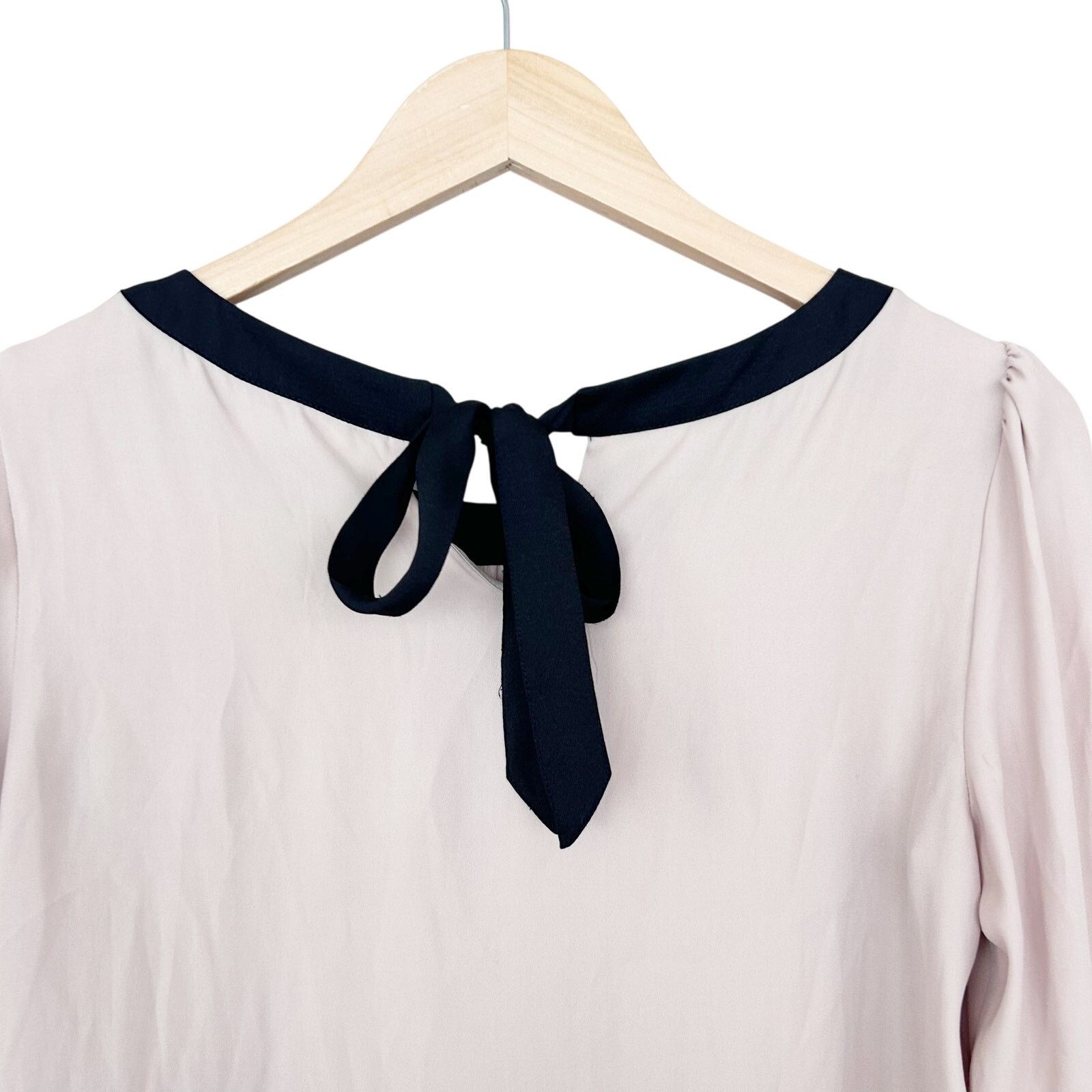 Loft Ann Taylor Loft Tan Black Chiffon Long Sleeve Blouse Sz S Size S / US 4 / IT 40 - 5 Thumbnail